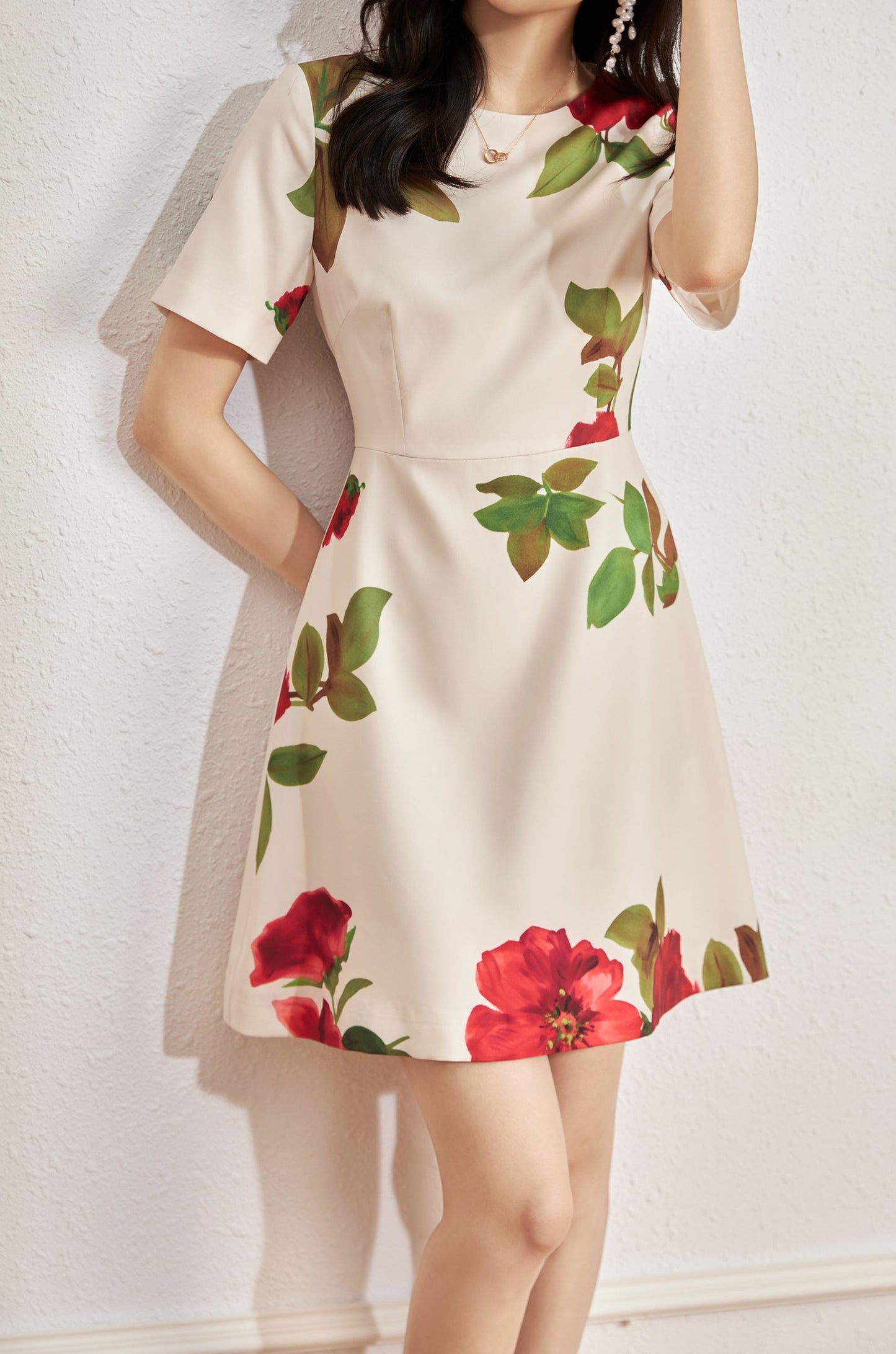 Gisele satin printed floral dress
