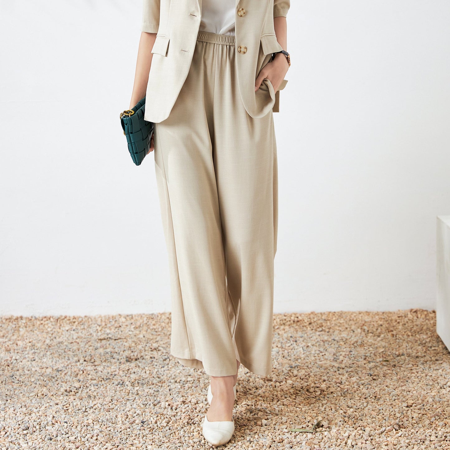 Aurore stretchable pants with elastic waist