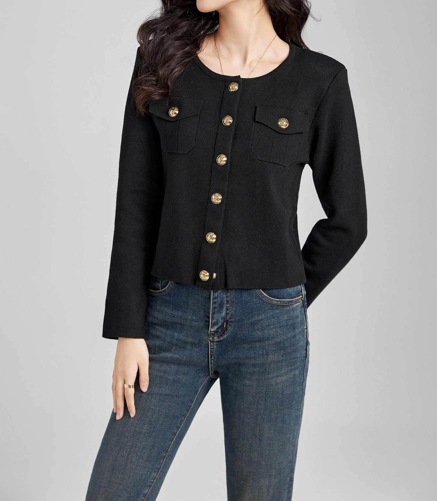Lorelei knitted button down cardigan with functional pockets