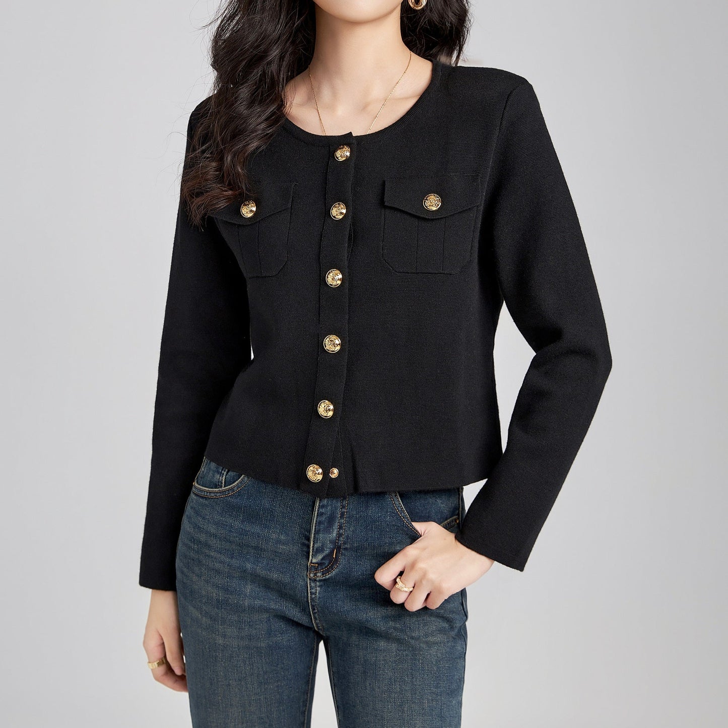Lorelei knitted button down cardigan with functional pockets