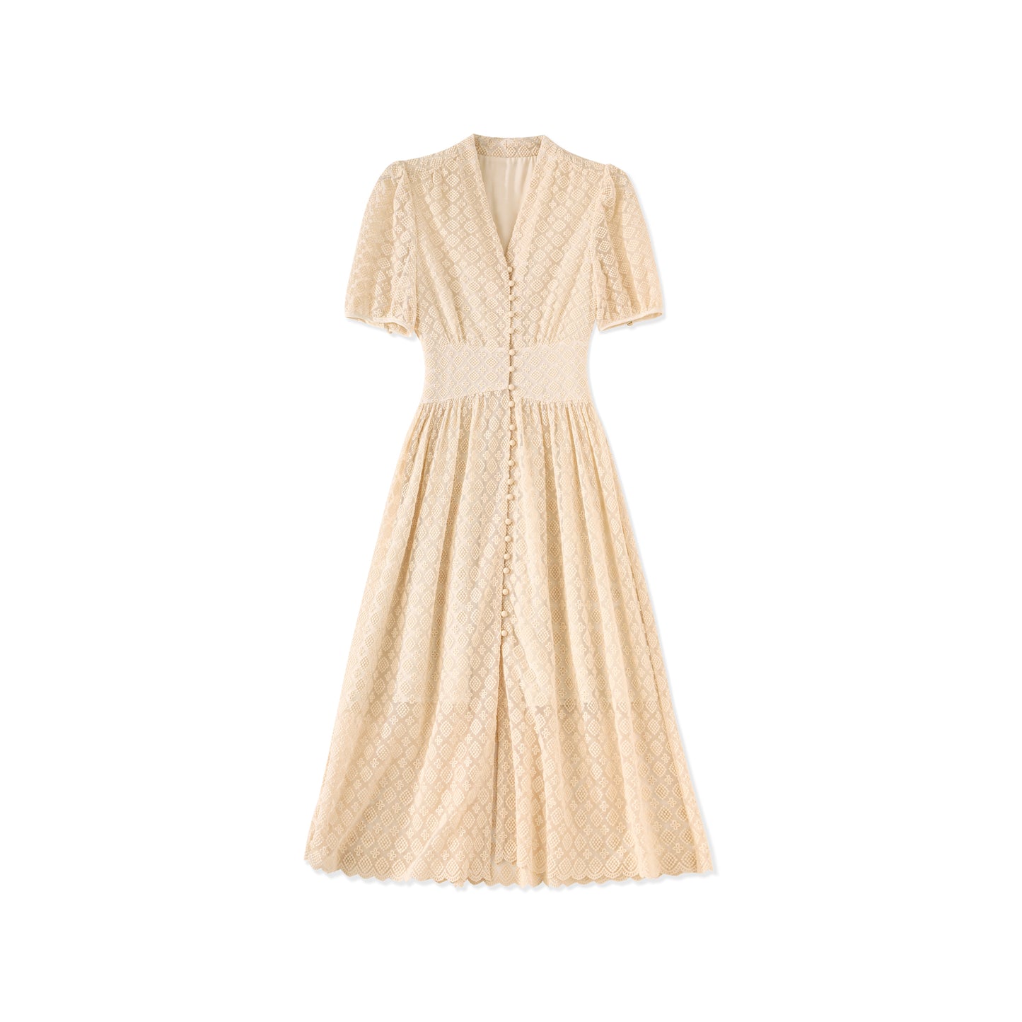 Elin embroidery mesh midi dress