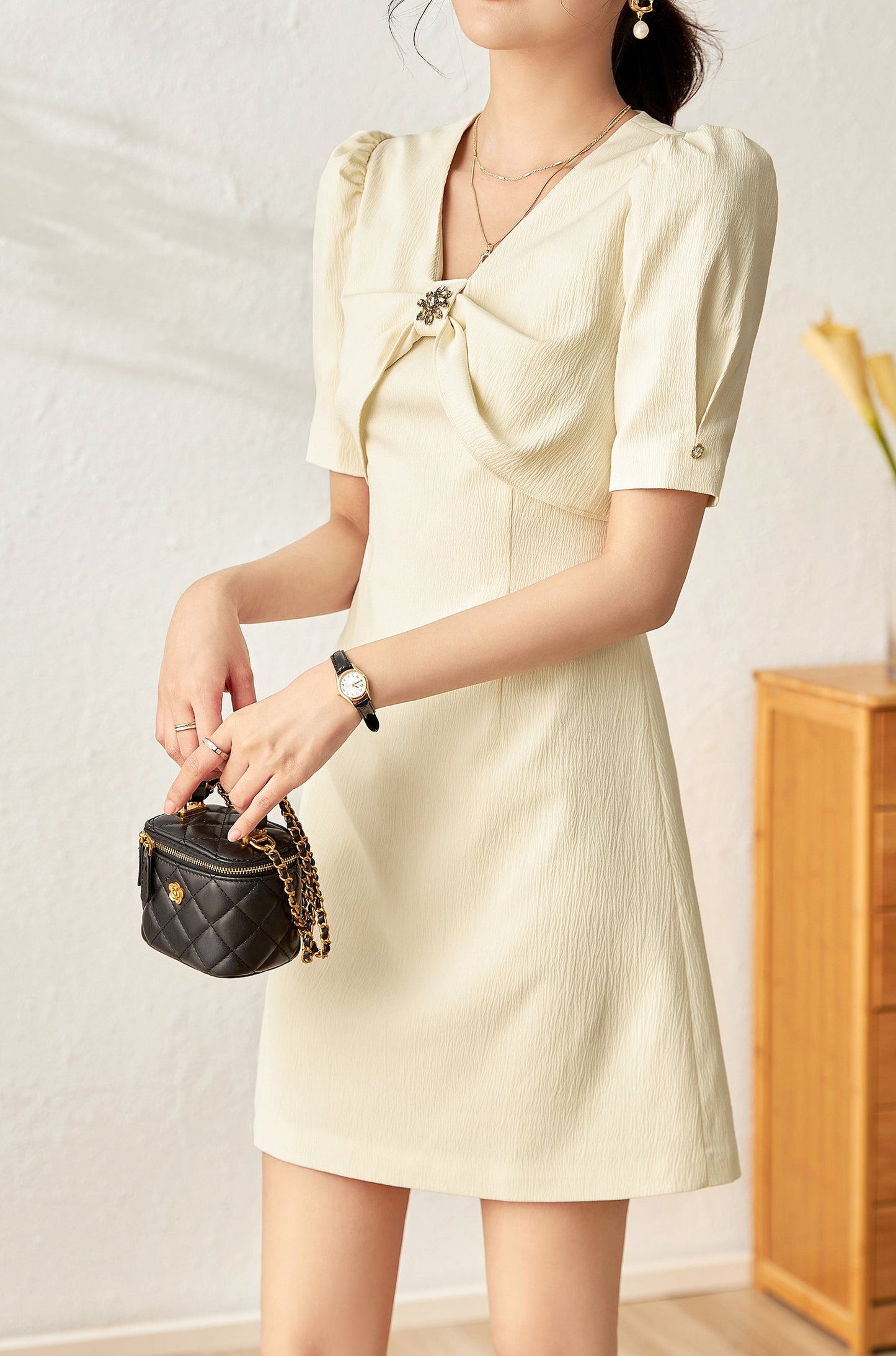 Corinne embossed jacquard mini dress