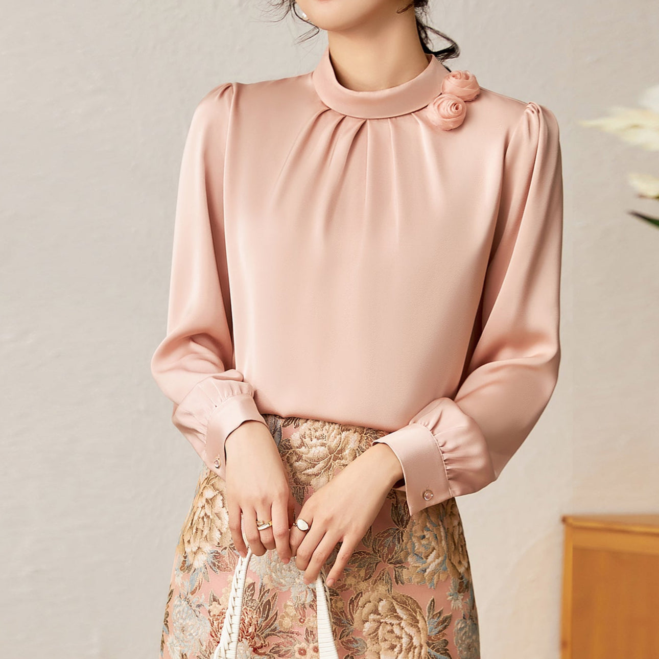 Ariana satin floral shirt