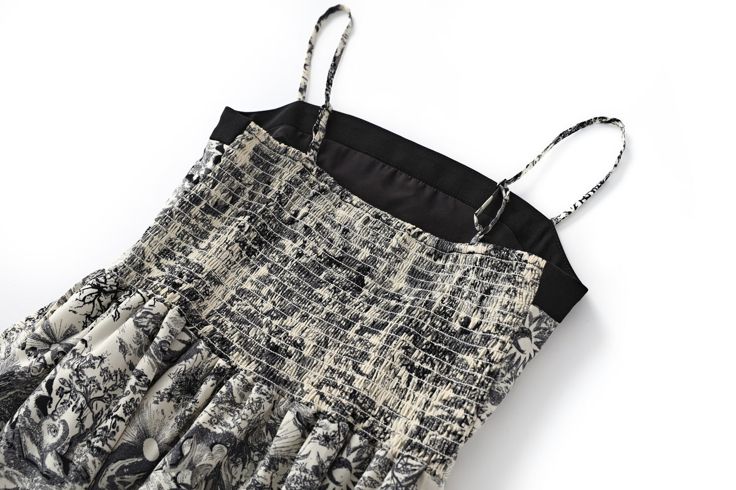 Nadeline 2 piece set chiffon spaghetti strap printed dress with knitted cropped cardigan