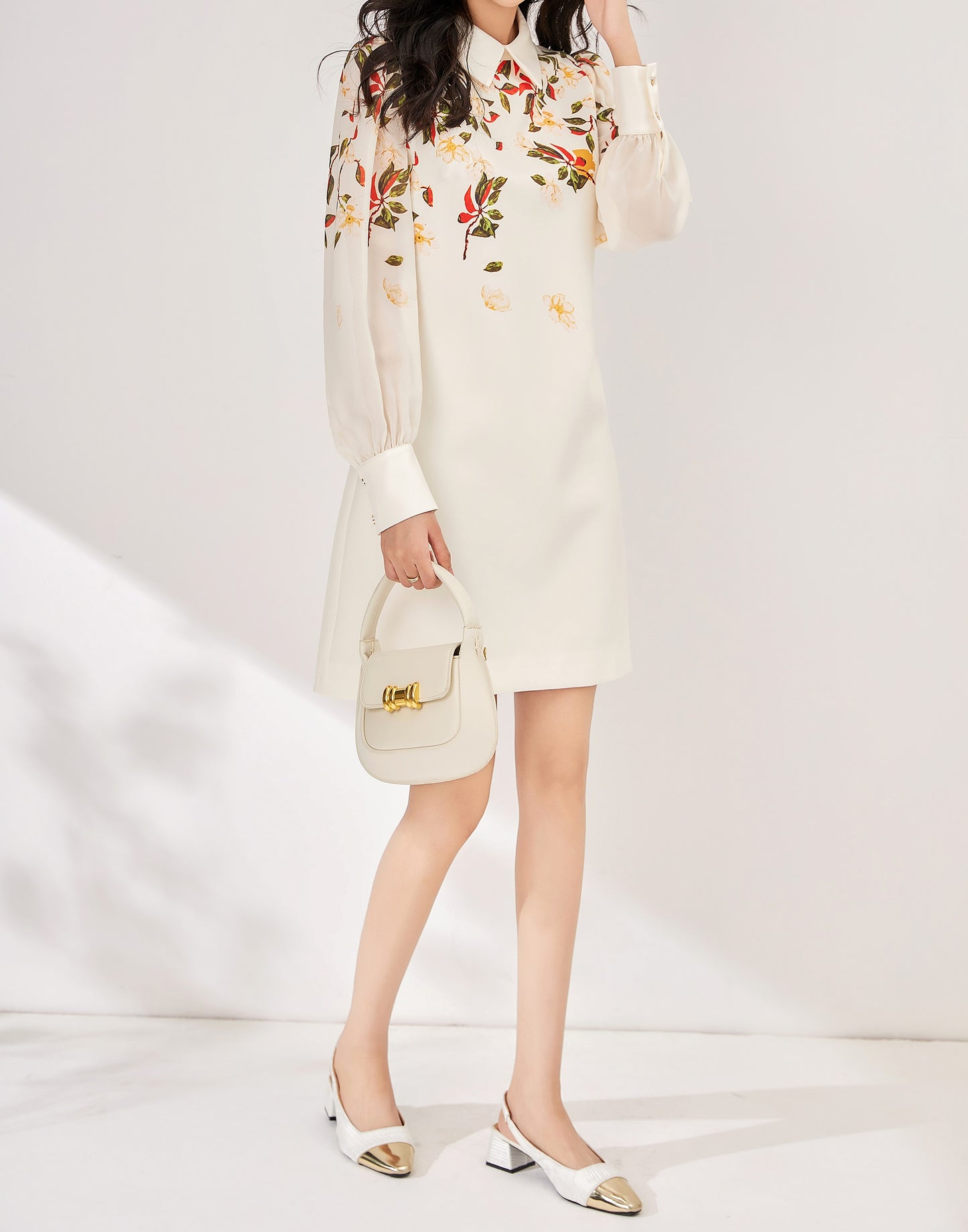 Malena printed floral collar chiffon dress