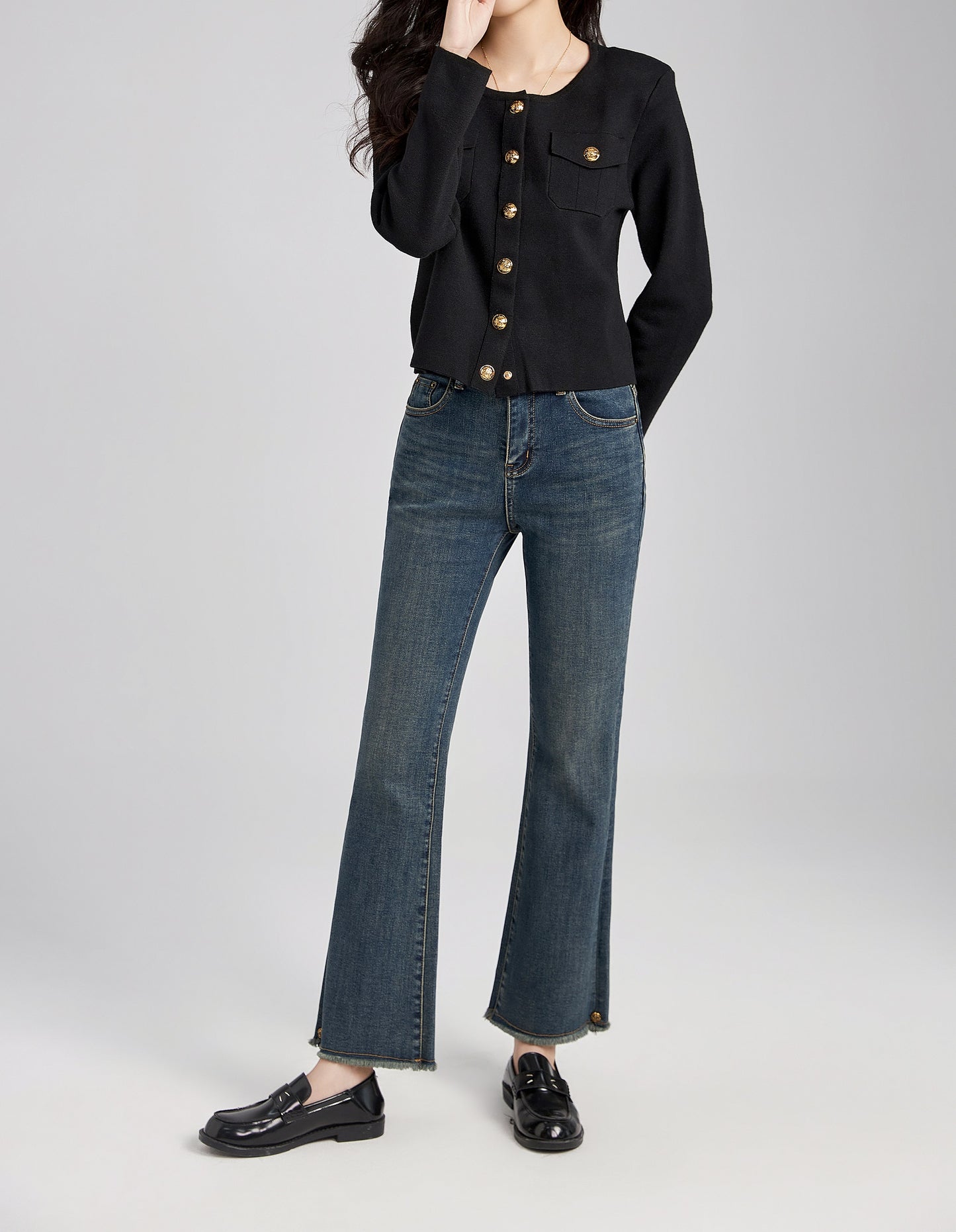 Lorelei knitted button down cardigan with functional pockets