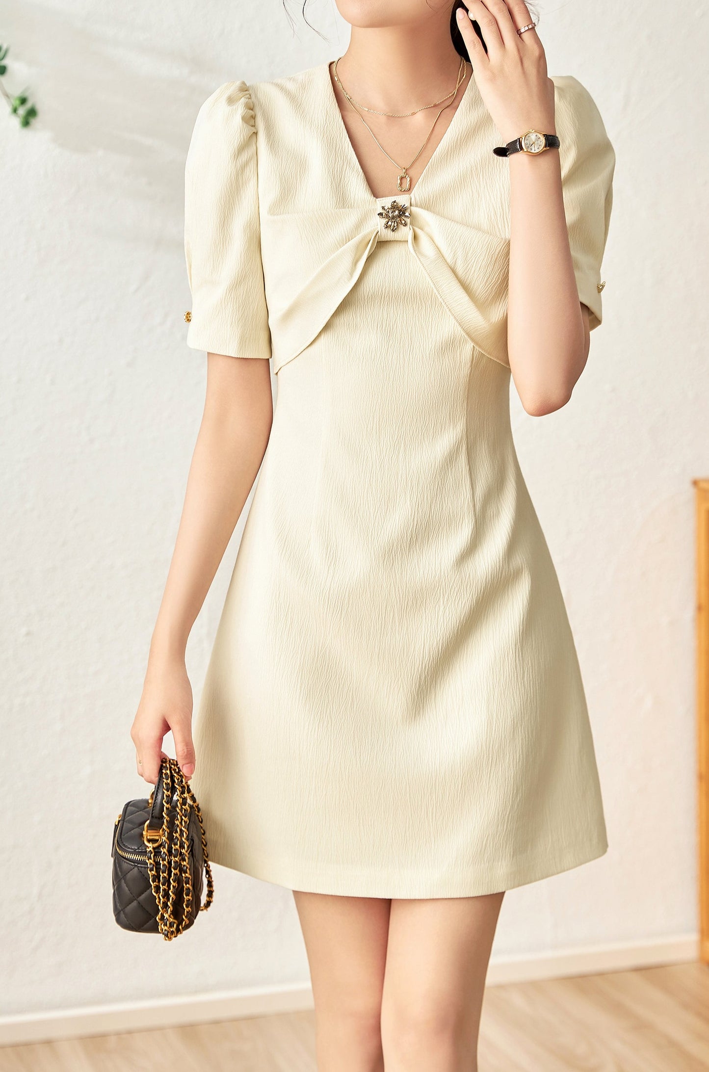 Corinne embossed jacquard mini dress