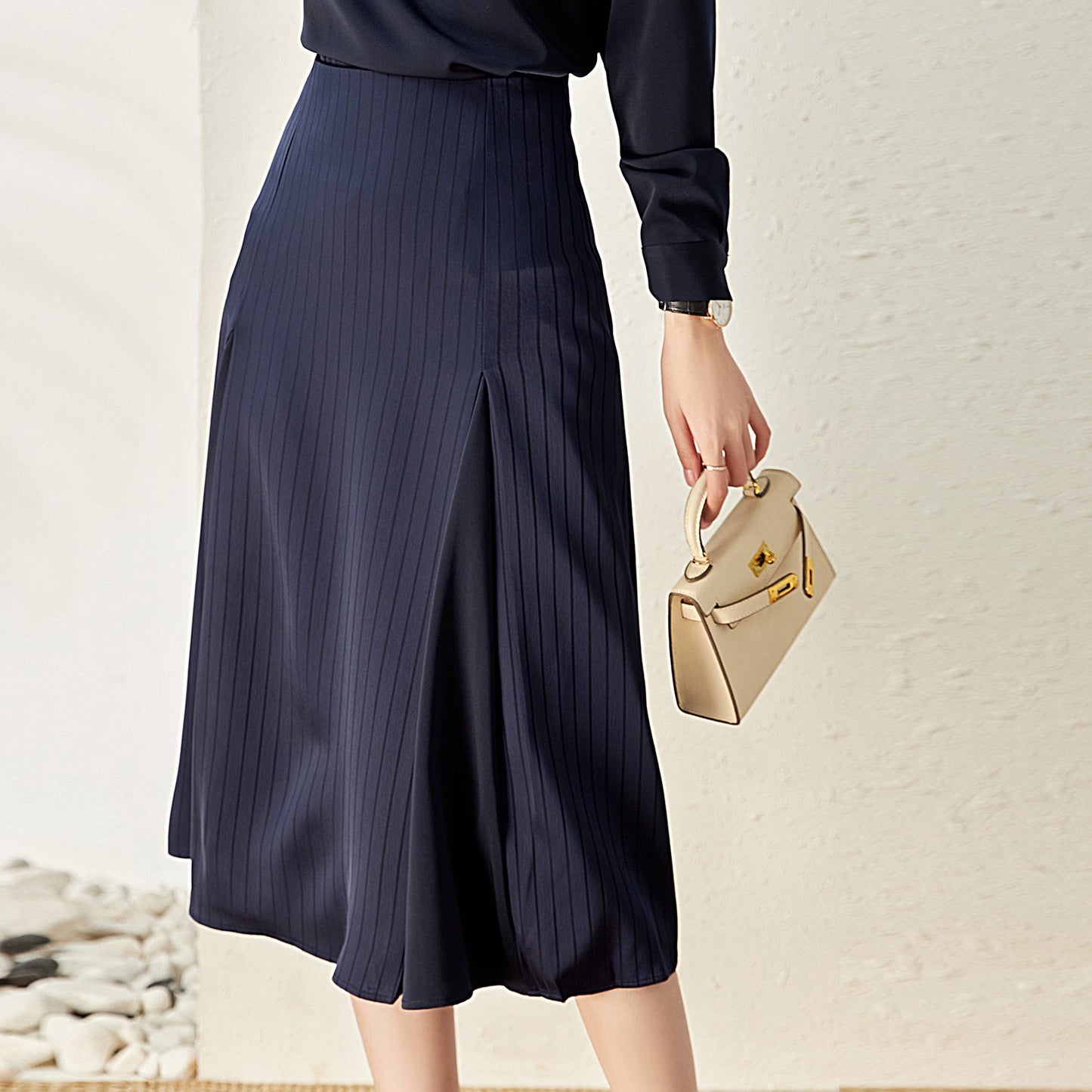 Axelle pinstripe slit skirt
