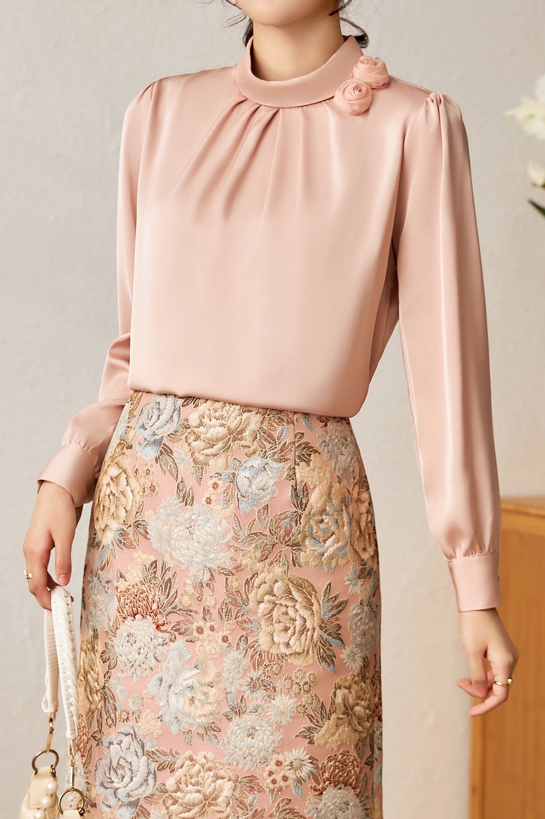 Ariana satin floral shirt