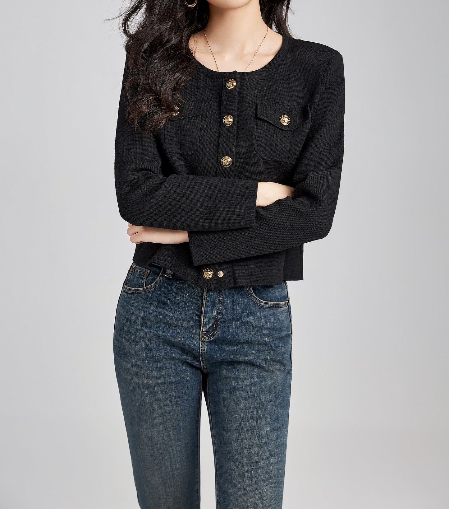 Lorelei knitted button down cardigan with functional pockets