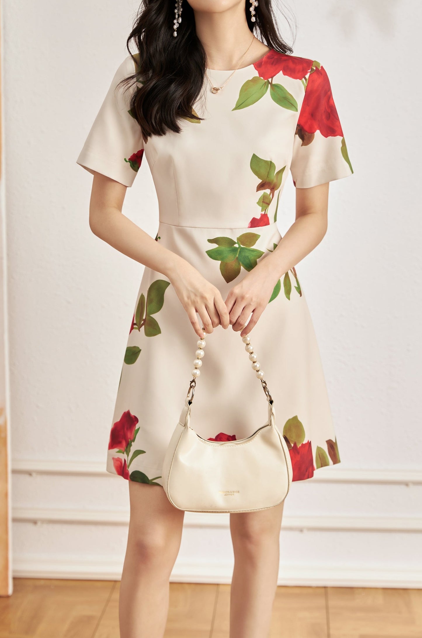 Gisele satin printed floral dress