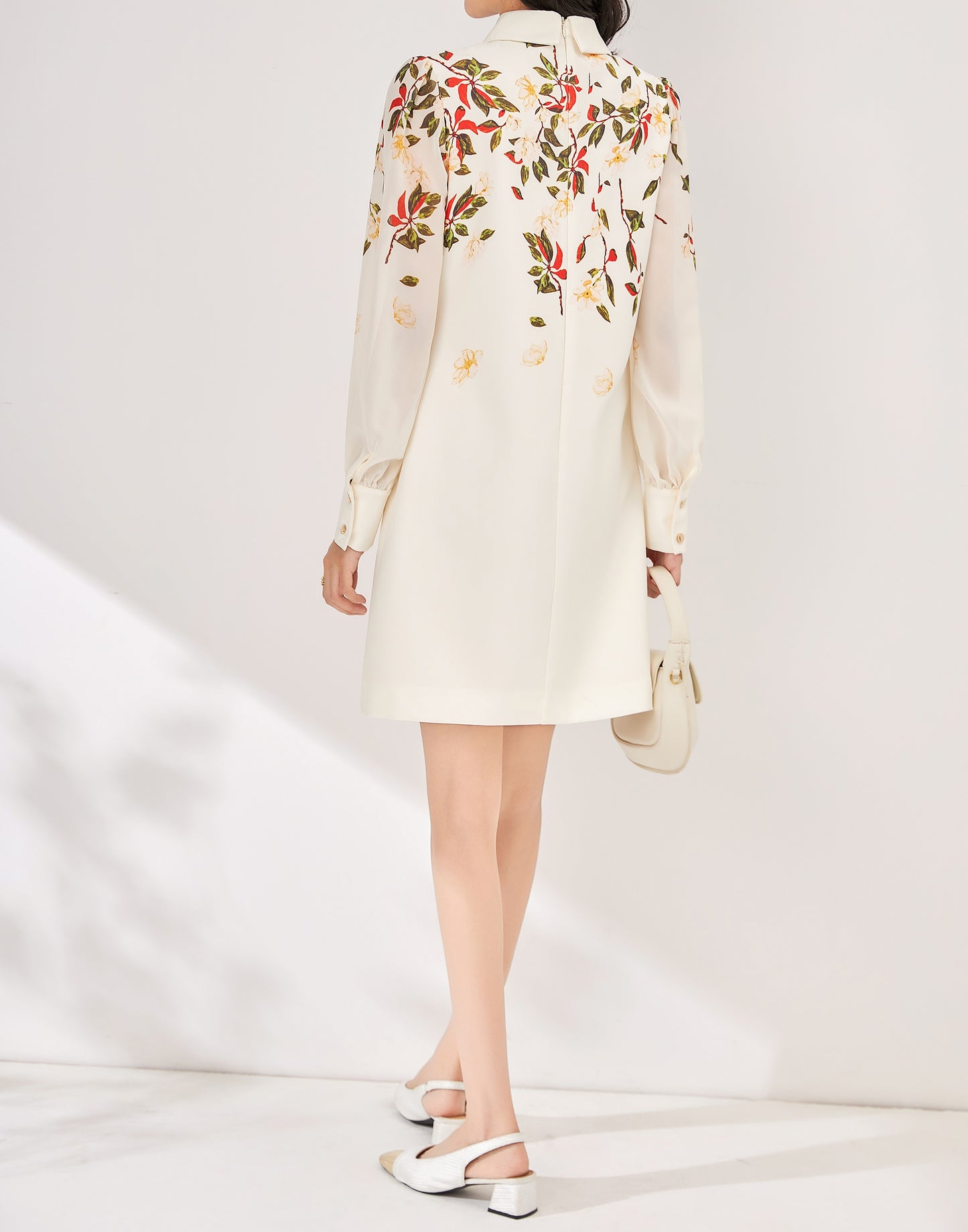 Malena printed floral collar chiffon dress