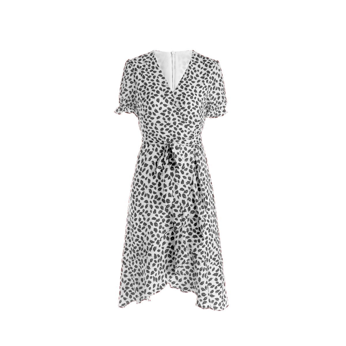 Blaise V neck Puff sleeve Ruffle Tulip MIDI dress