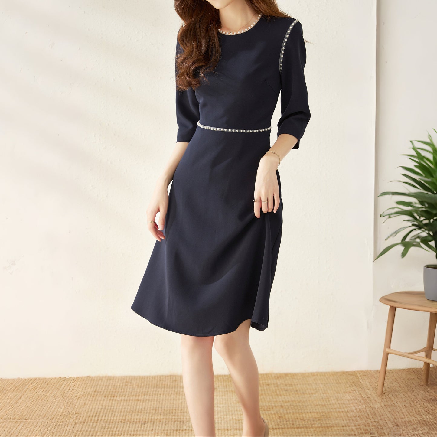 Nusa pearl laced hemp dress