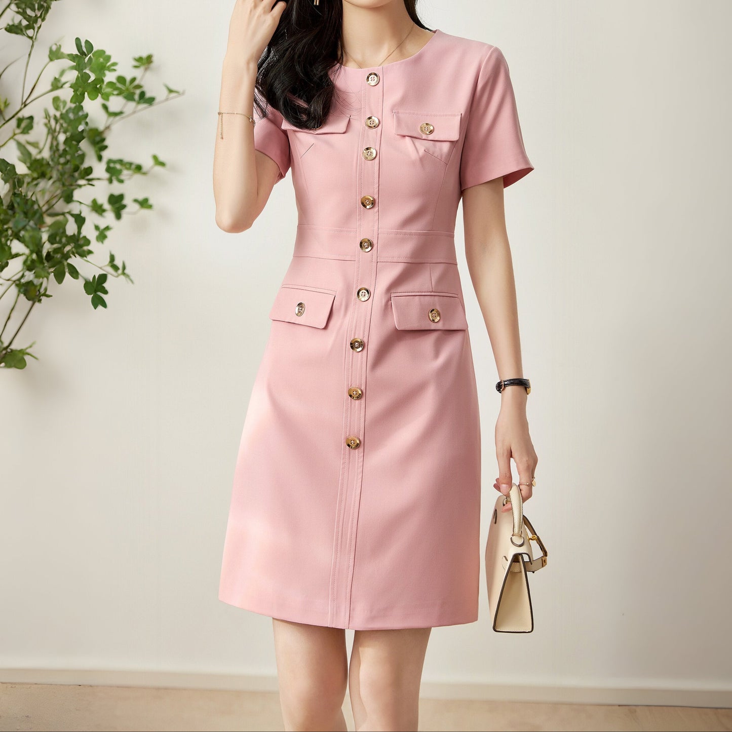 Nora button down knee dress