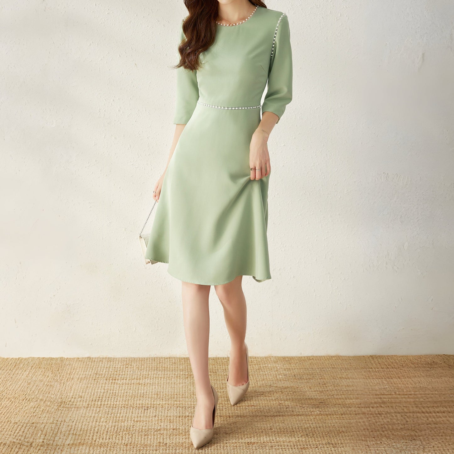 Nusa pearl laced hemp dress