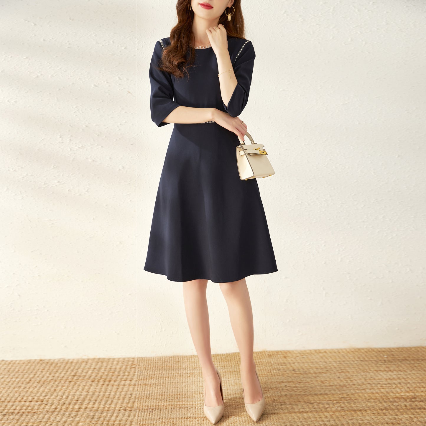 Nusa pearl laced hemp dress