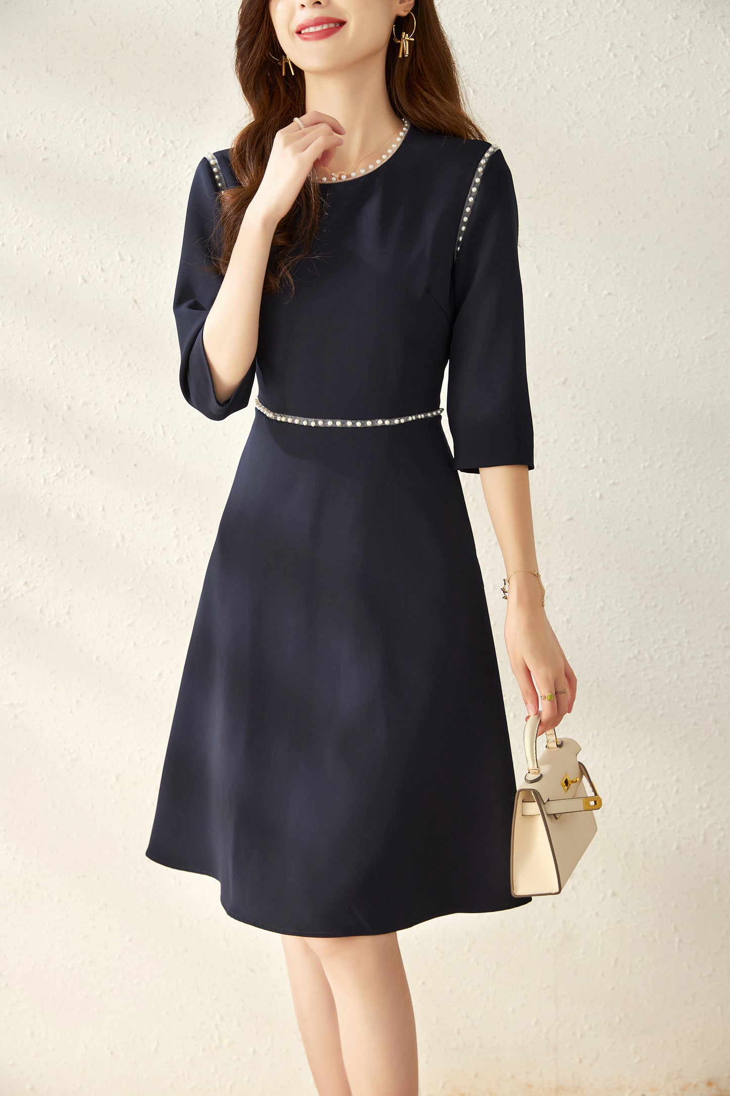 Nusa pearl laced hemp dress