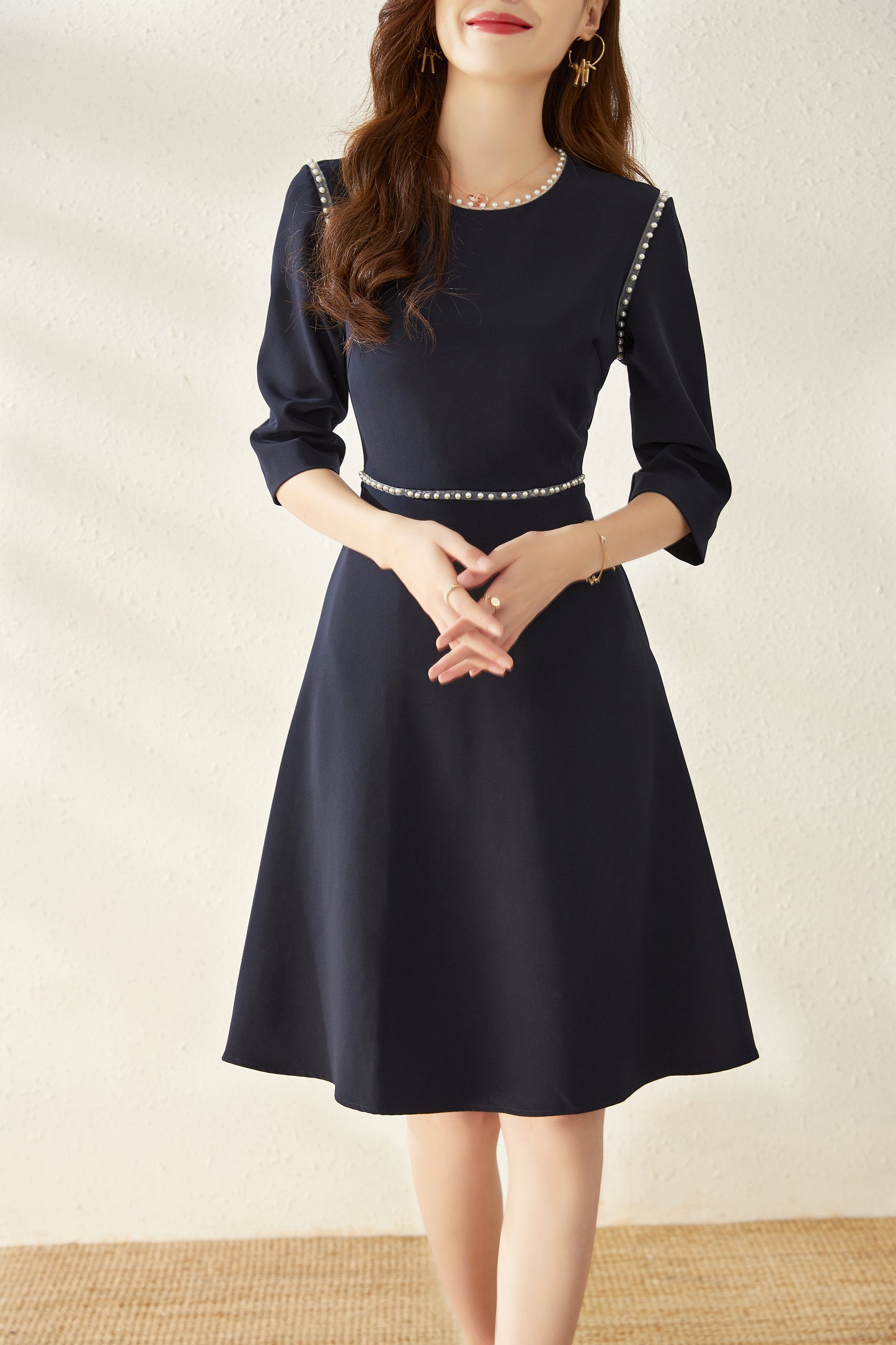Nusa pearl laced hemp dress