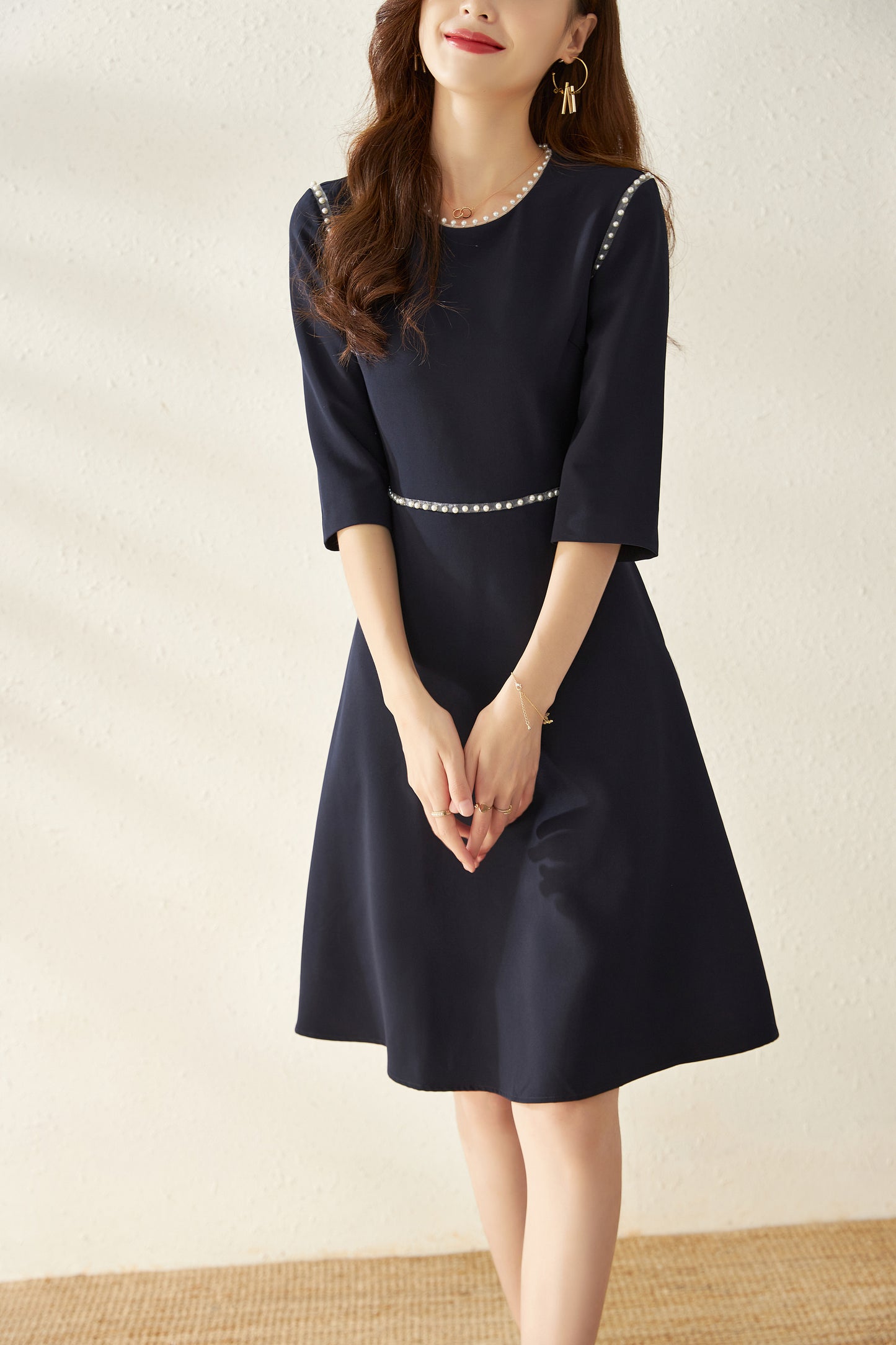 Nusa pearl laced hemp dress