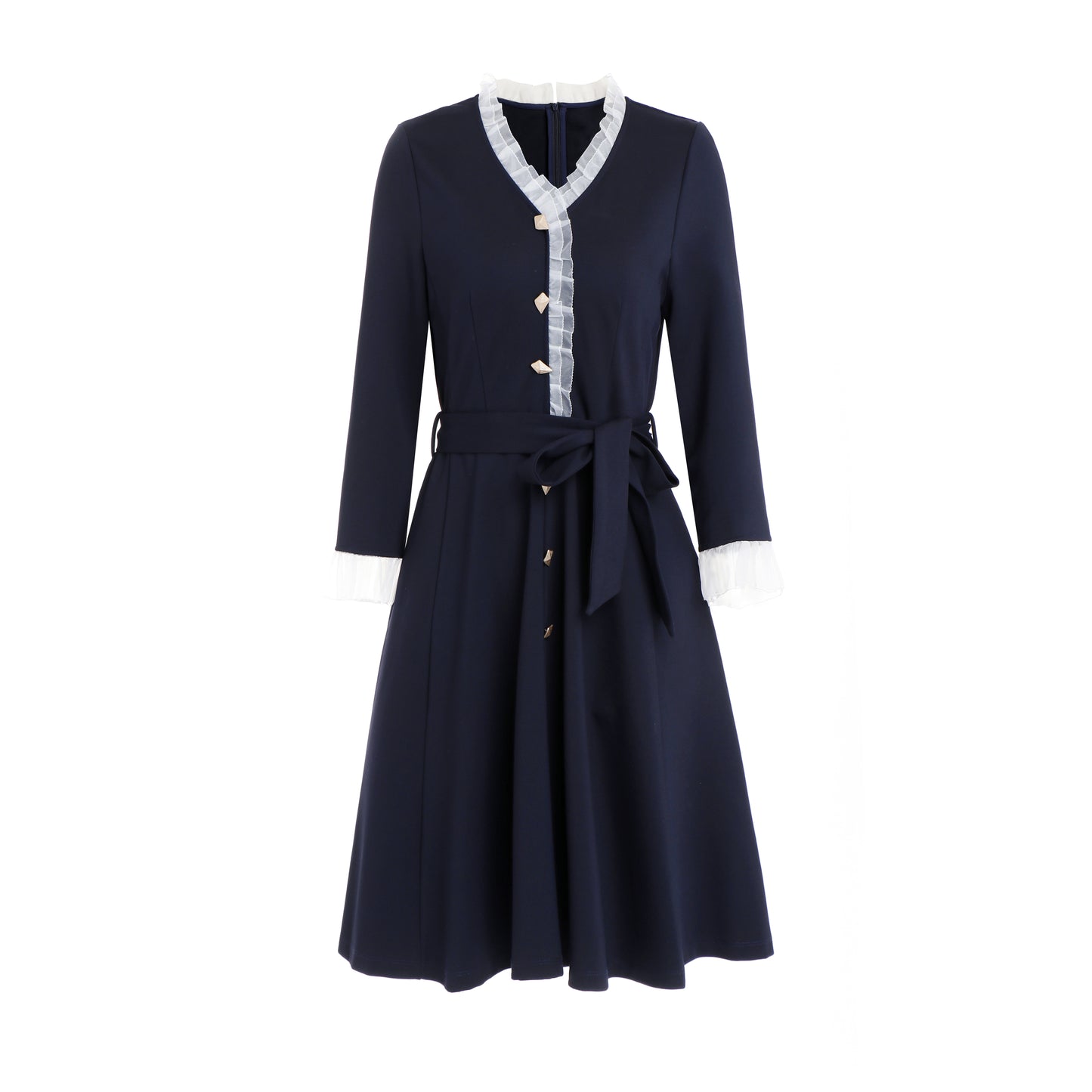 Victoria V neck sash tie midi dress