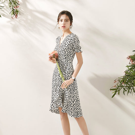 Blaise V neck Puff sleeve Ruffle Tulip MIDI dress