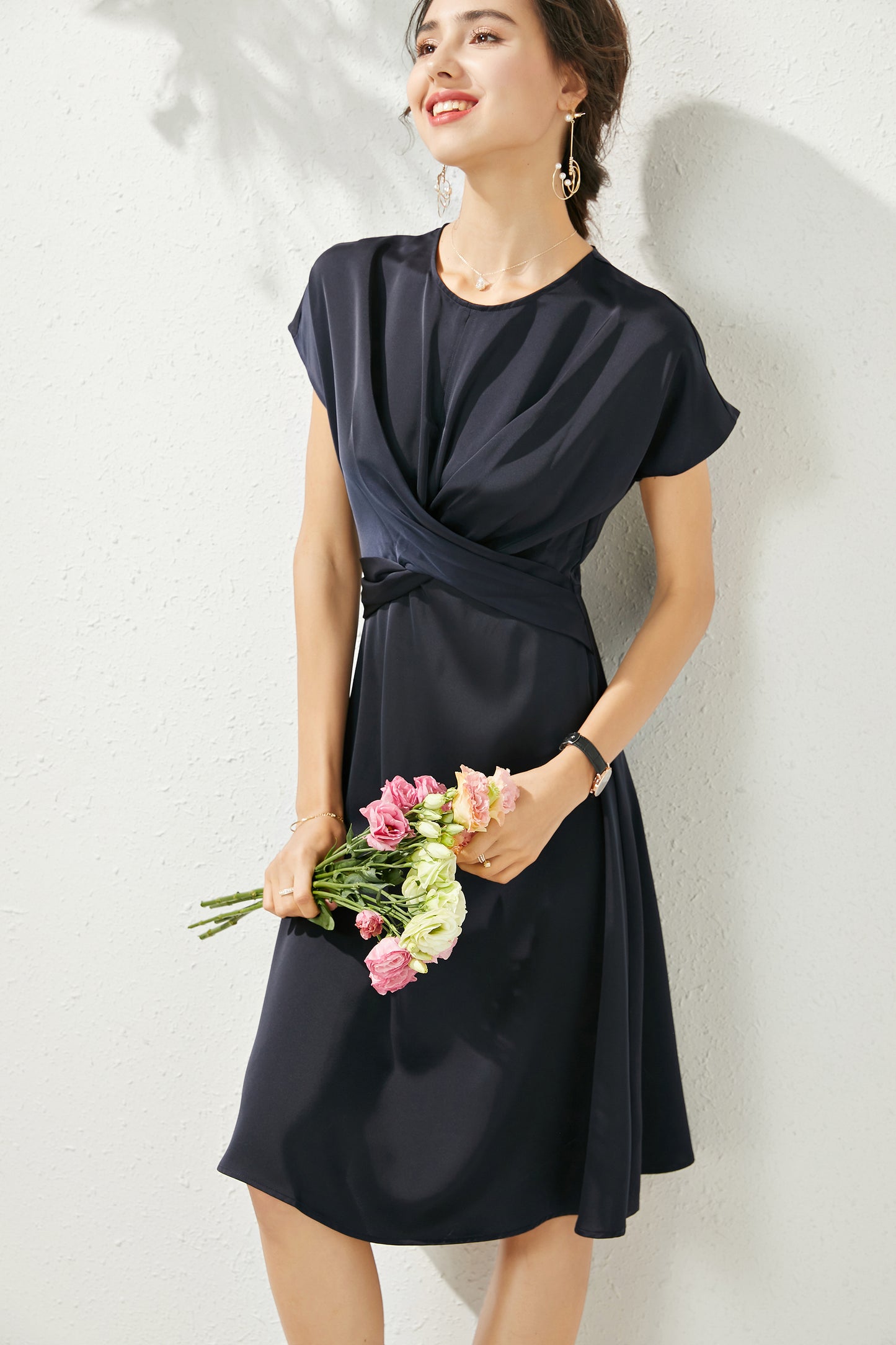 Celia knot front midi dress