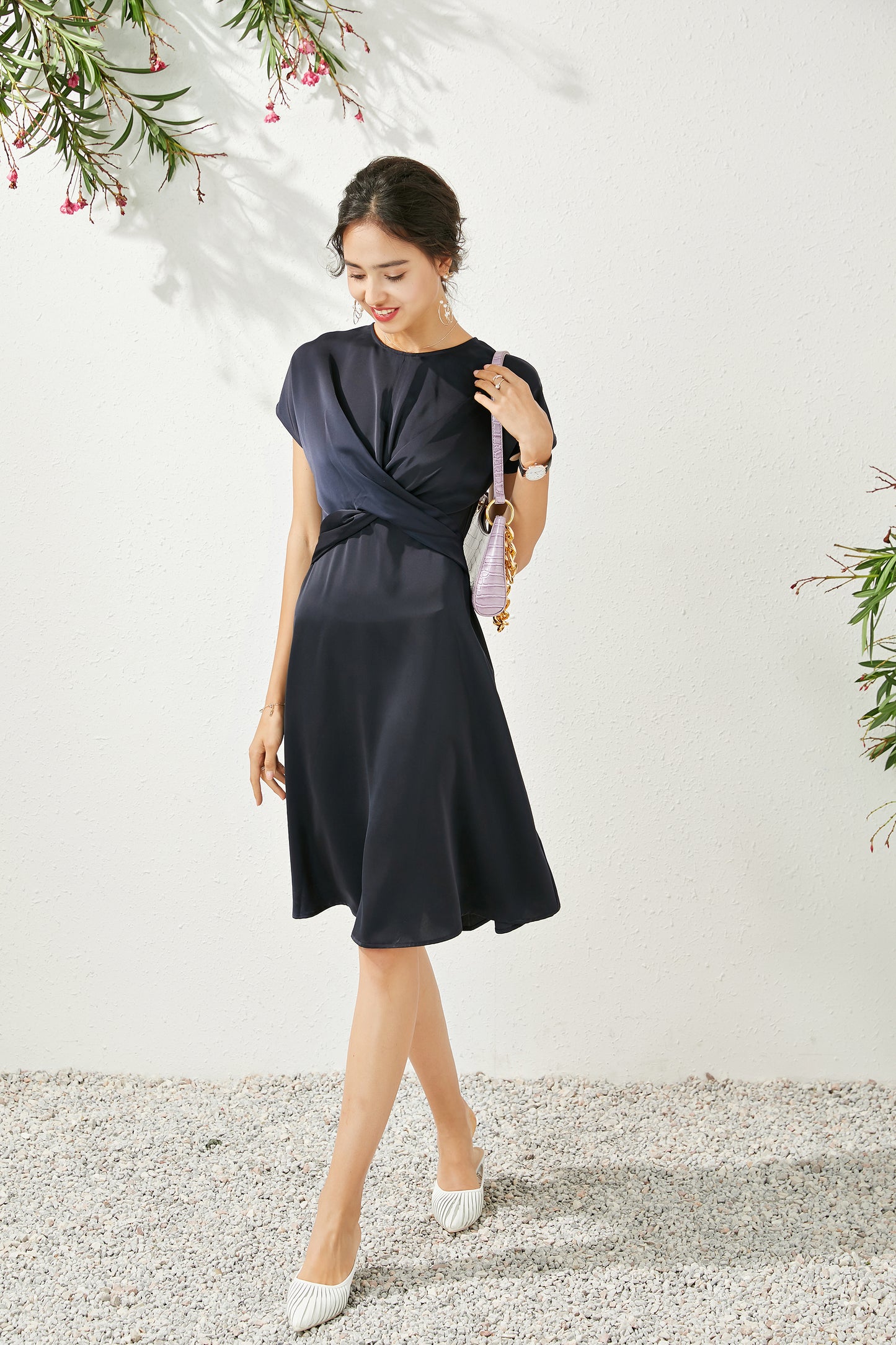 Celia knot front midi dress
