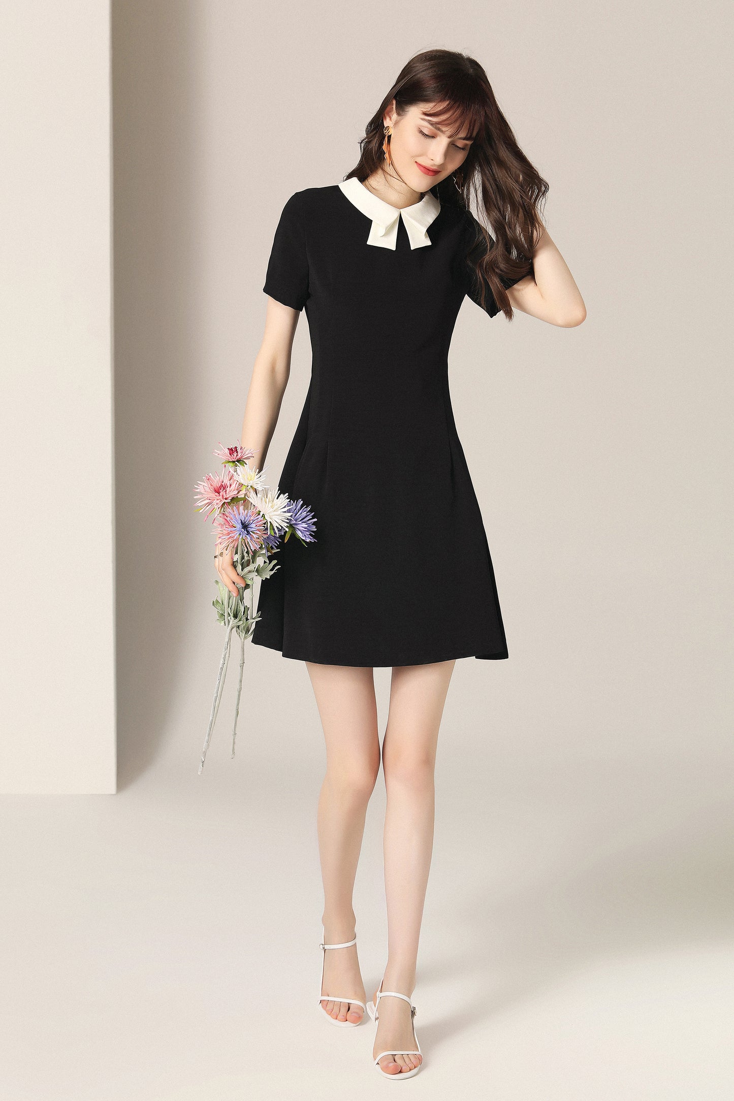 Cora ribbon contrast collar mini dress