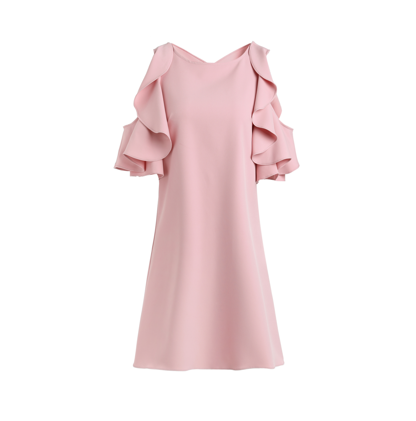 Fae ruffle cutout shoulder with cross back mini dress