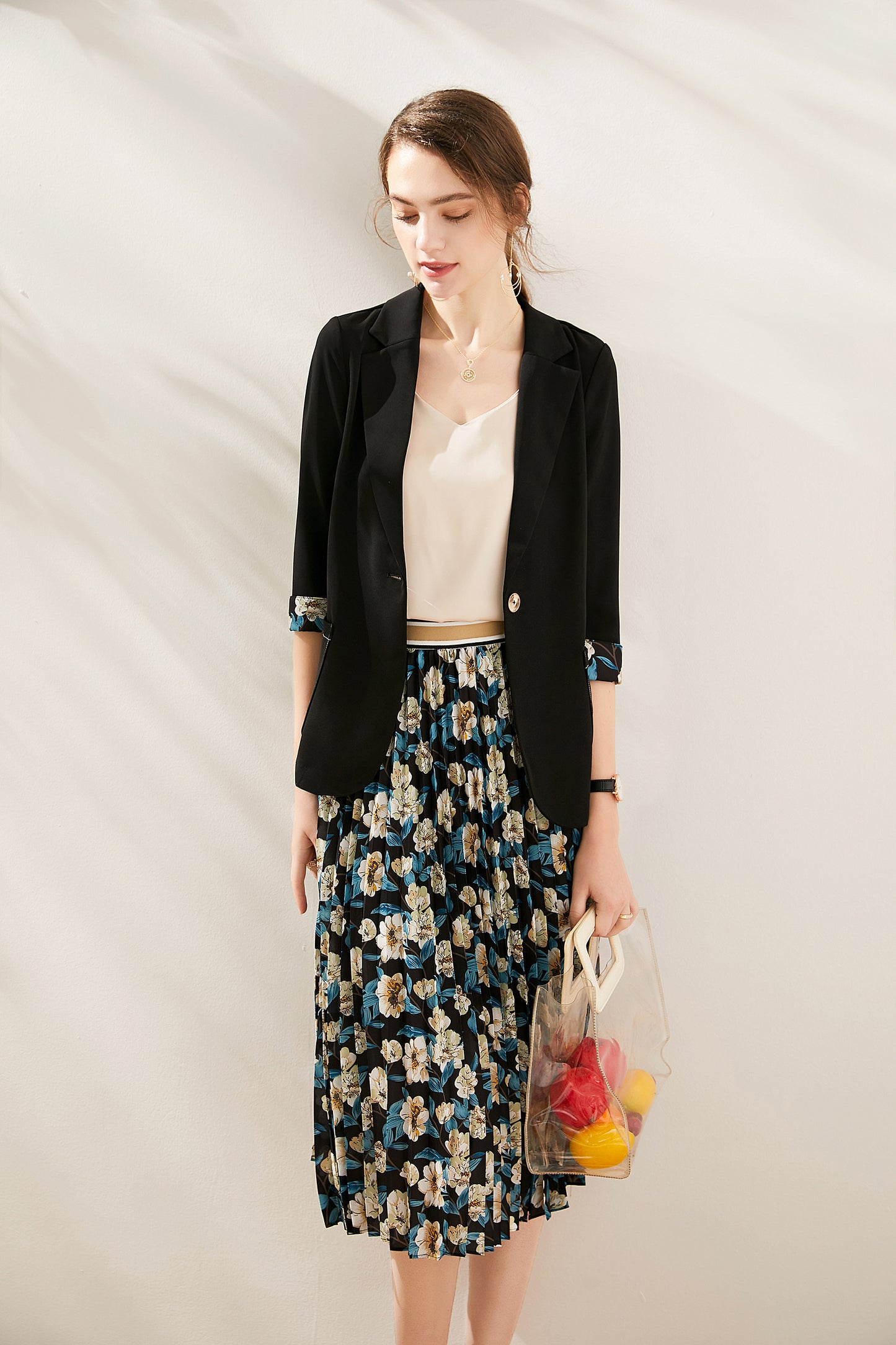 Cinzia Pleated floral skirt