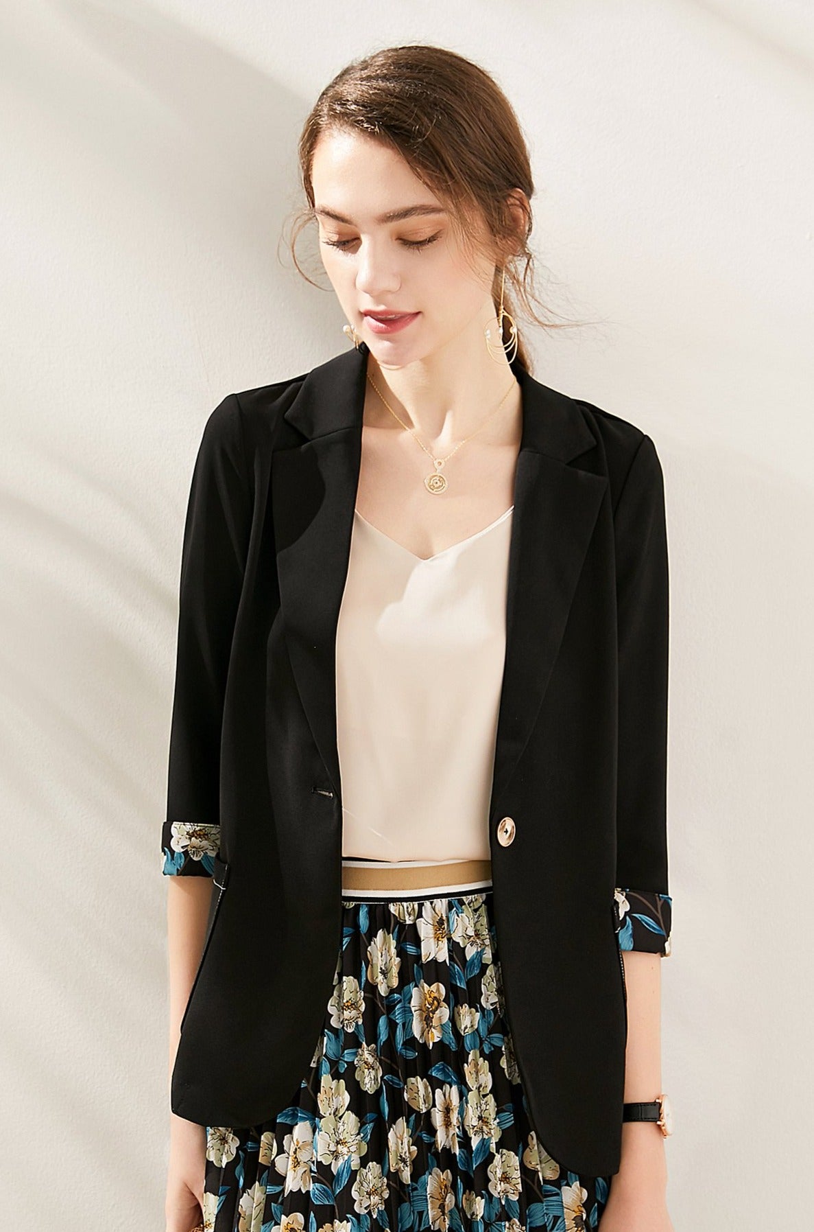 Cinzia Suit blazer with floral cuffs