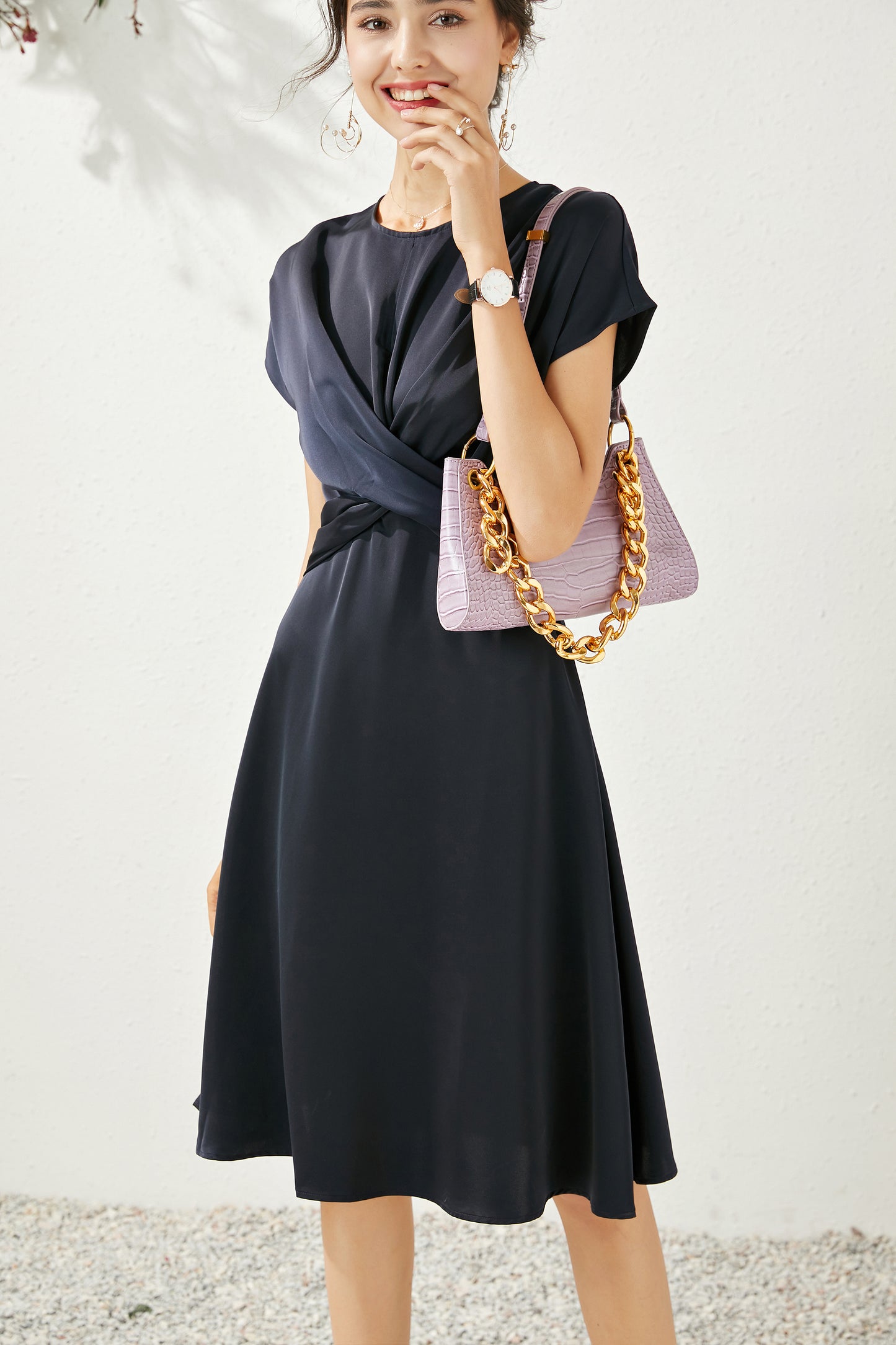 Celia knot front midi dress