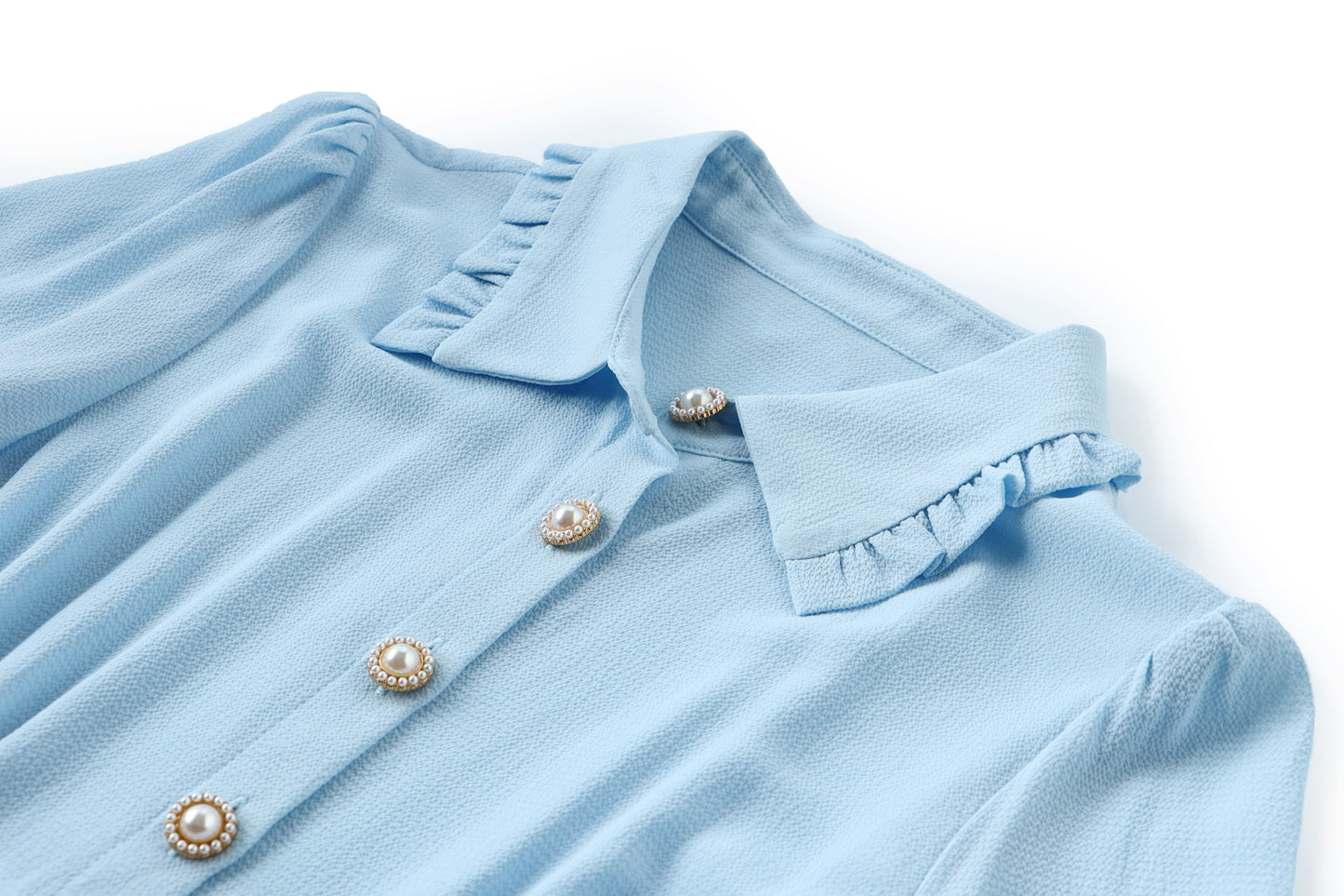 Bodil pseudo 2 piece frill collar shirt with skirt