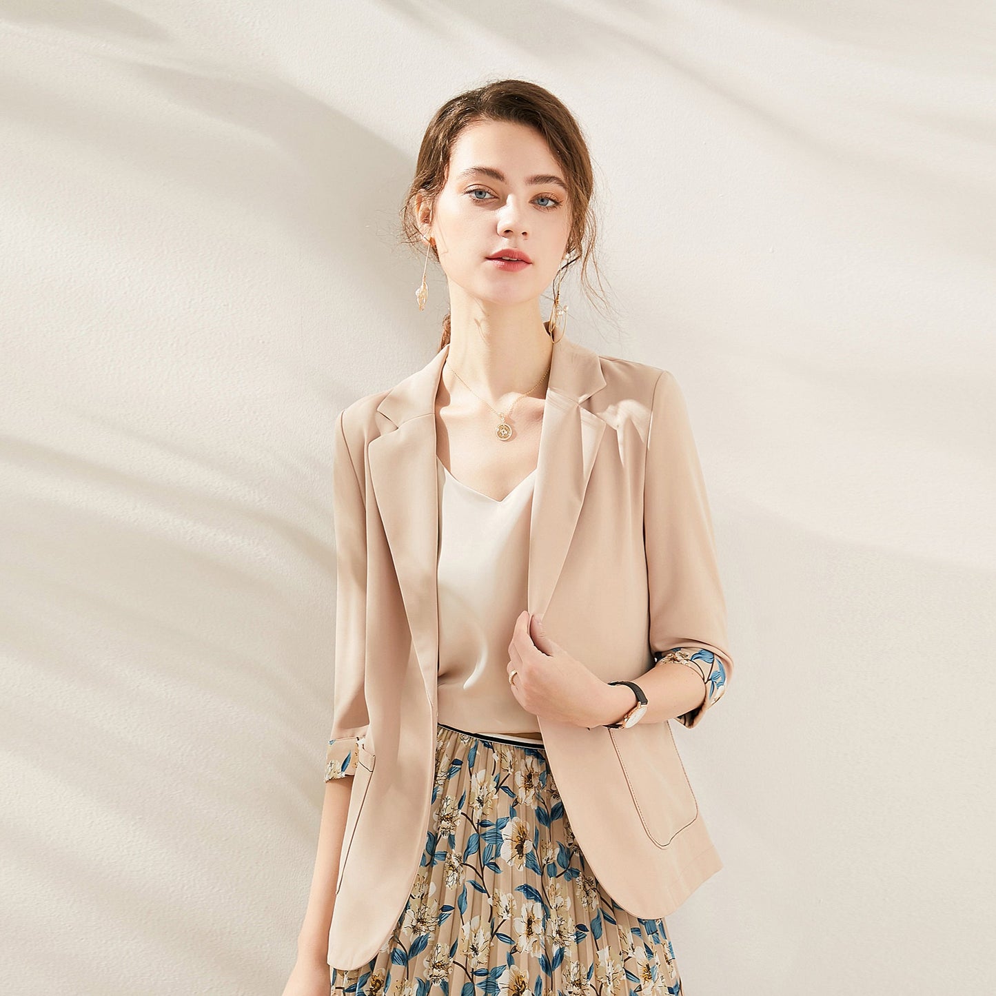 Cinzia Suit blazer with floral cuffs