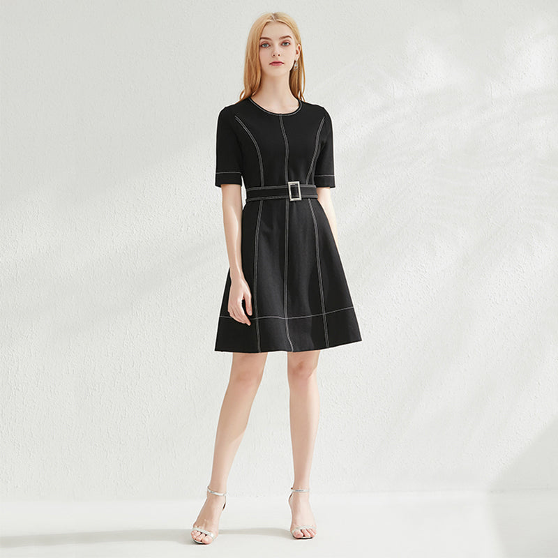 Nuria cotton A-line dress with detachable waist belt