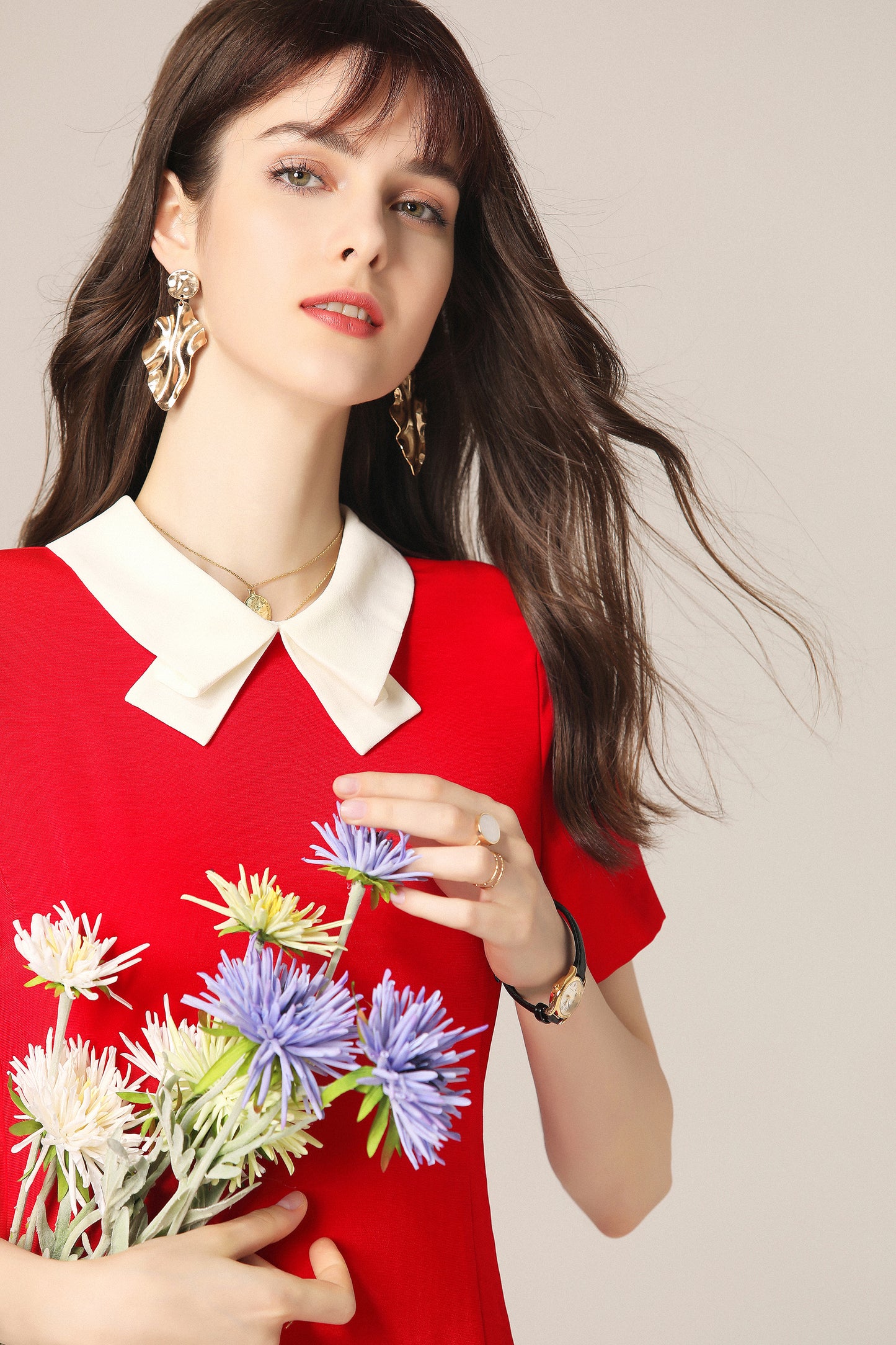 Cora ribbon contrast collar mini dress