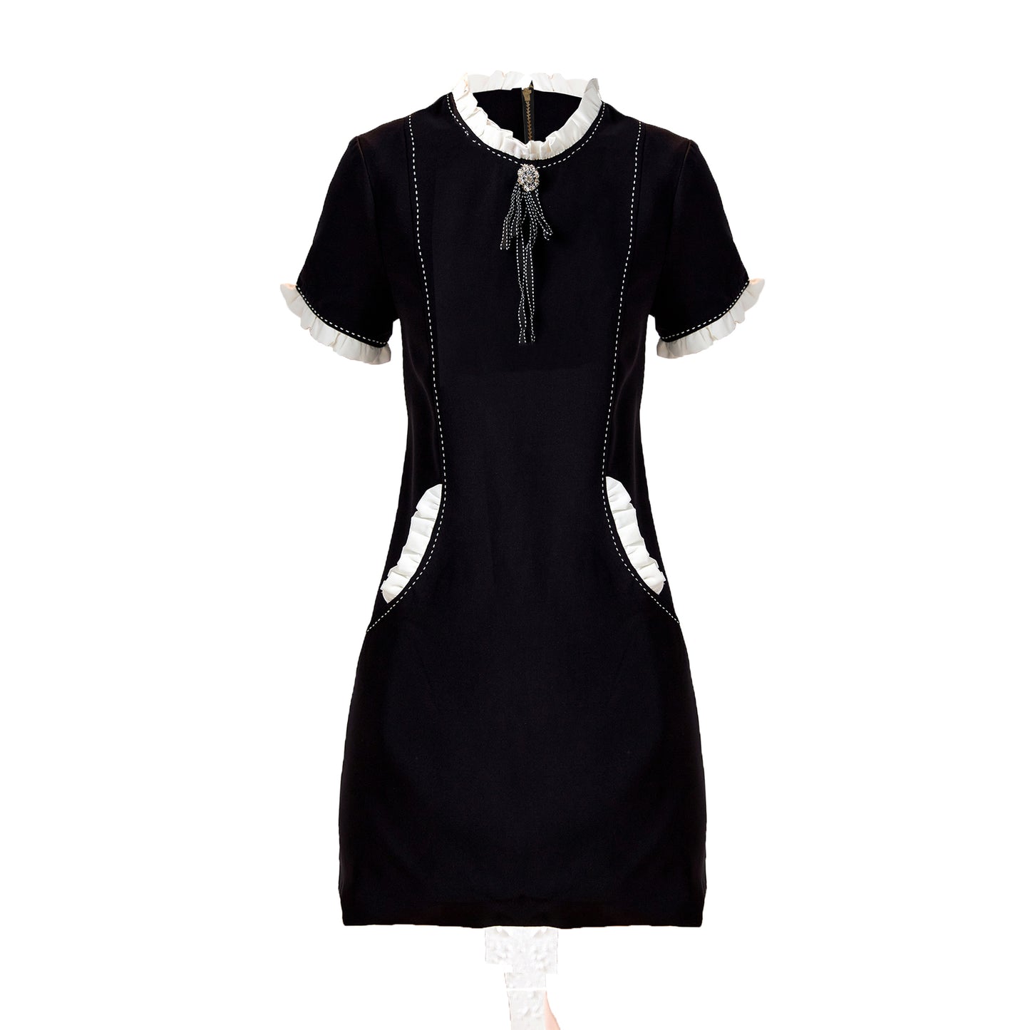 Alma high ruffle contrast collar dress