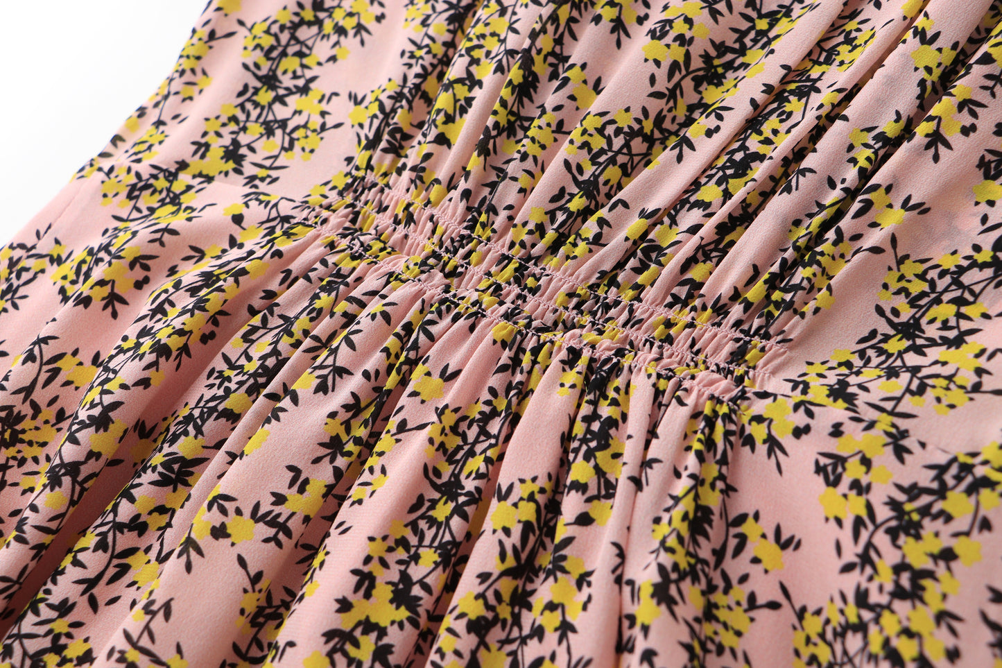 Collette pure silk printed floral dress with elastic waist