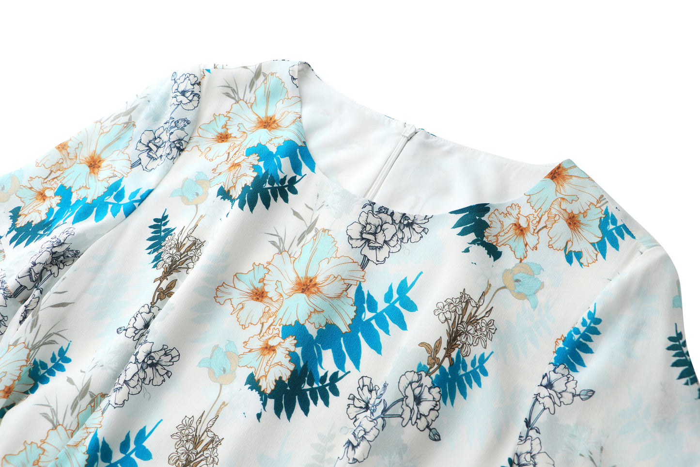 Torill pure silk floral dress with waist belt