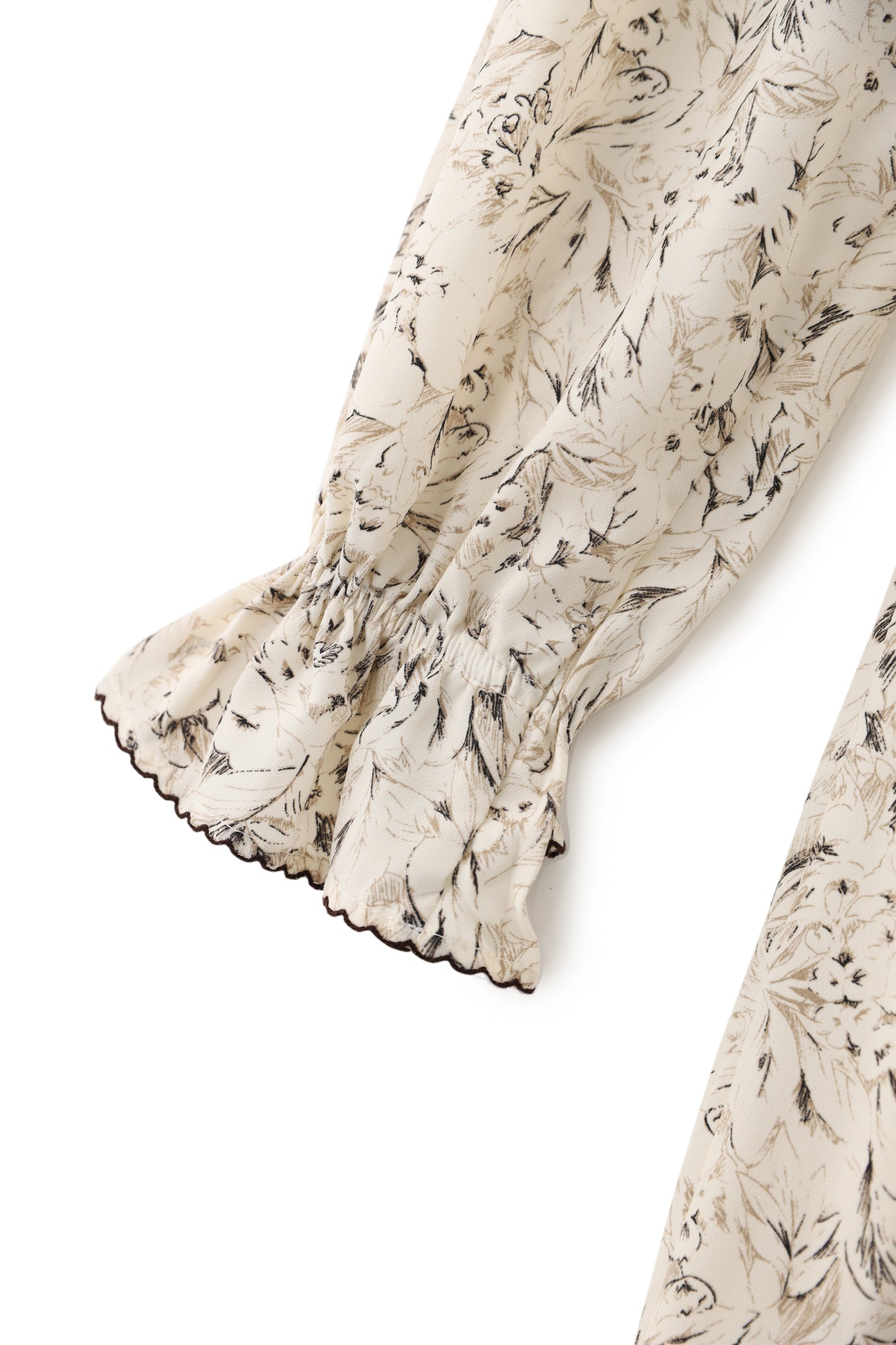 Jules floral hemp dress with elastic gathered waist and exquisite shank buttons