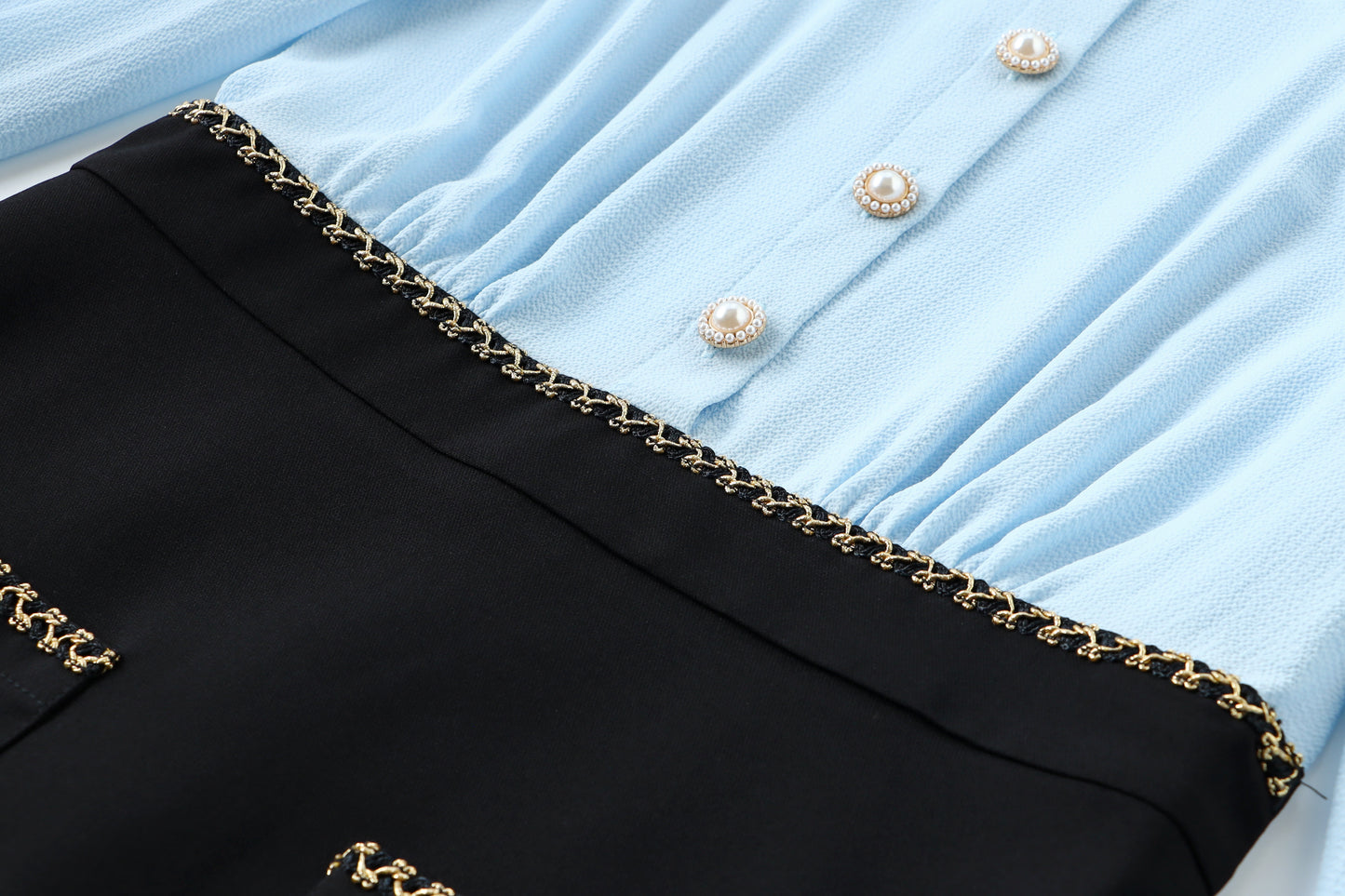 Bodil pseudo 2 piece frill collar shirt with skirt