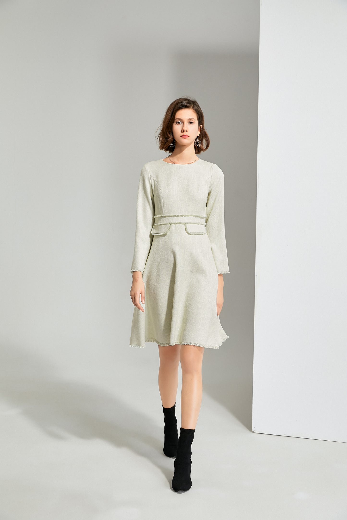 Marta Tweed peplum midi dress