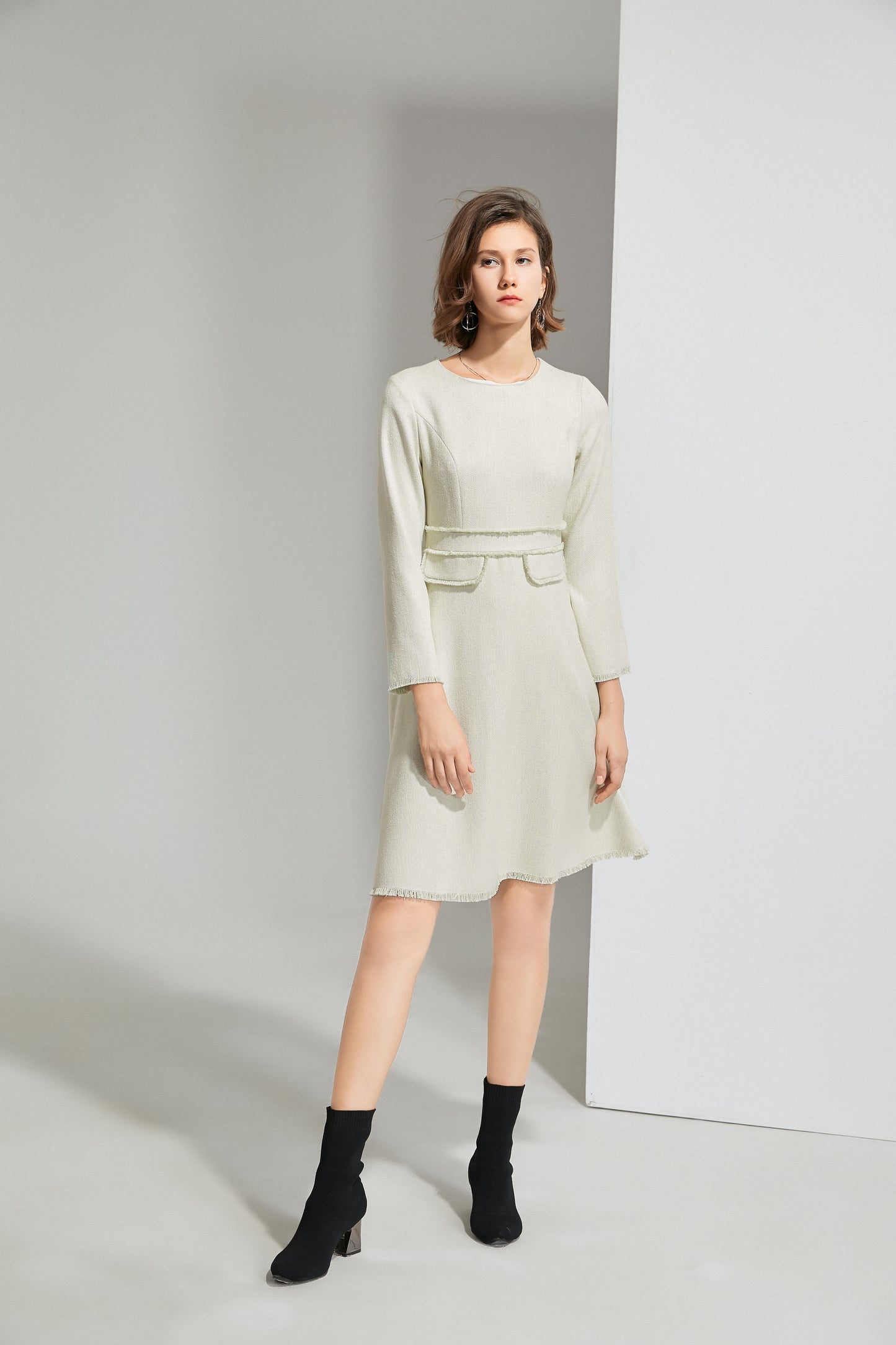 Marta Tweed peplum midi dress