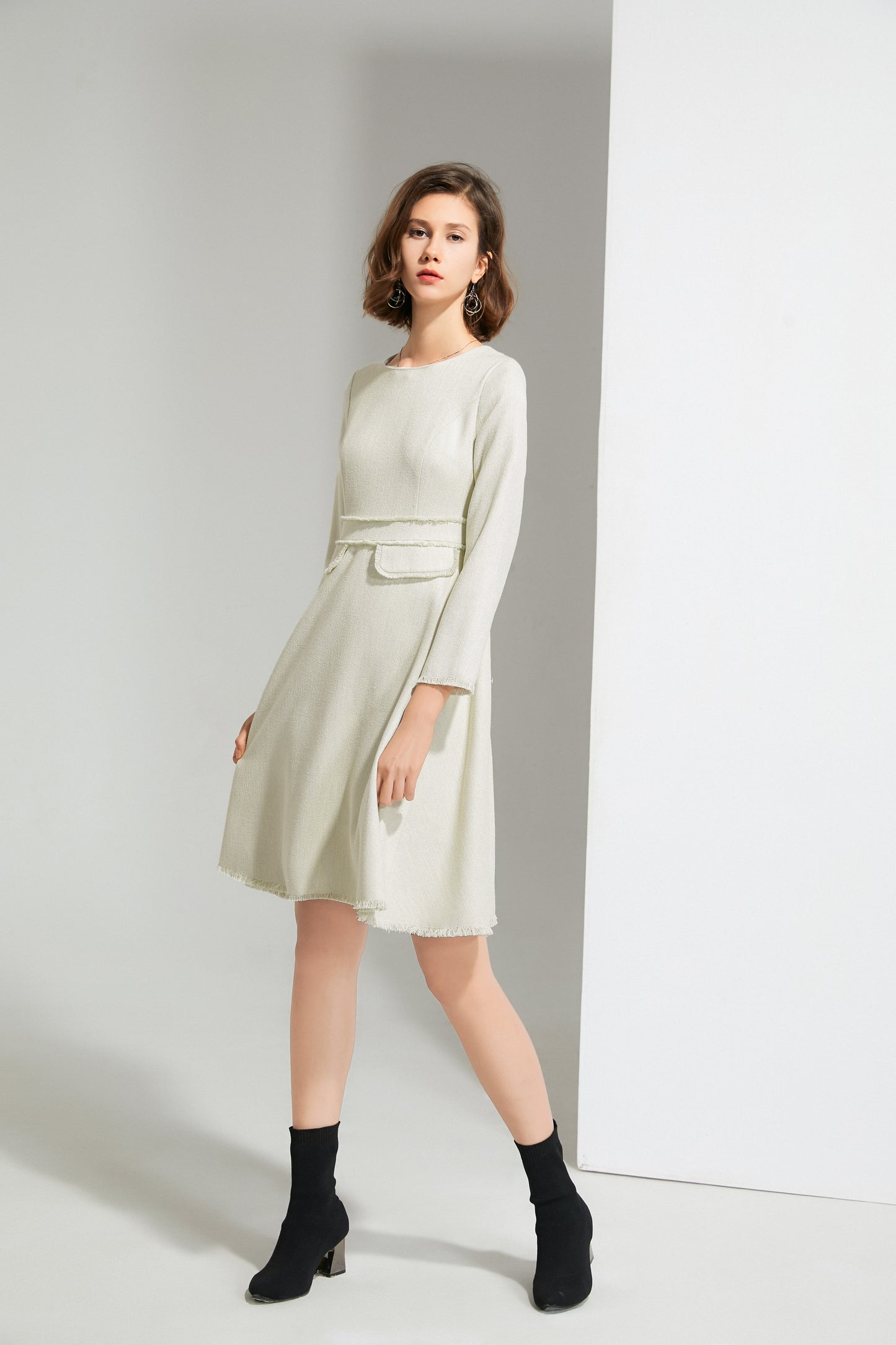 Marta Tweed peplum midi dress