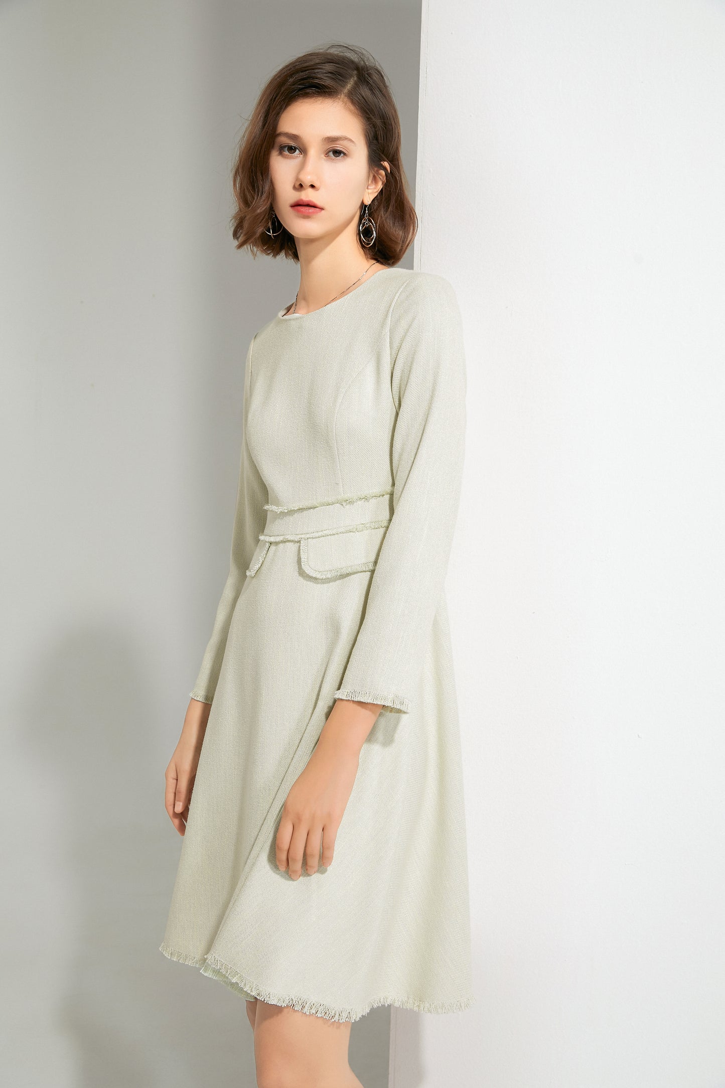 Marta Tweed peplum midi dress