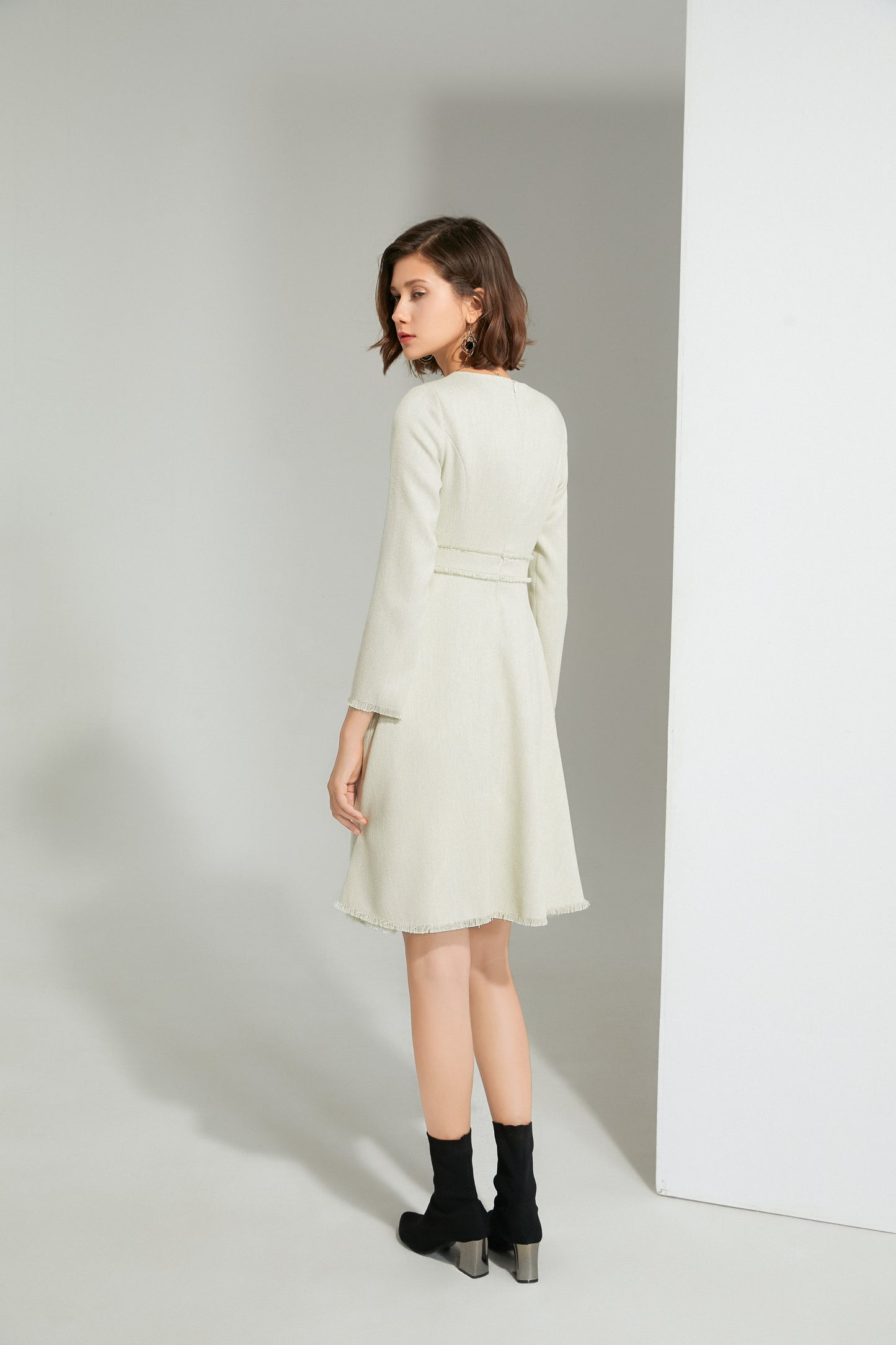 Marta Tweed peplum midi dress
