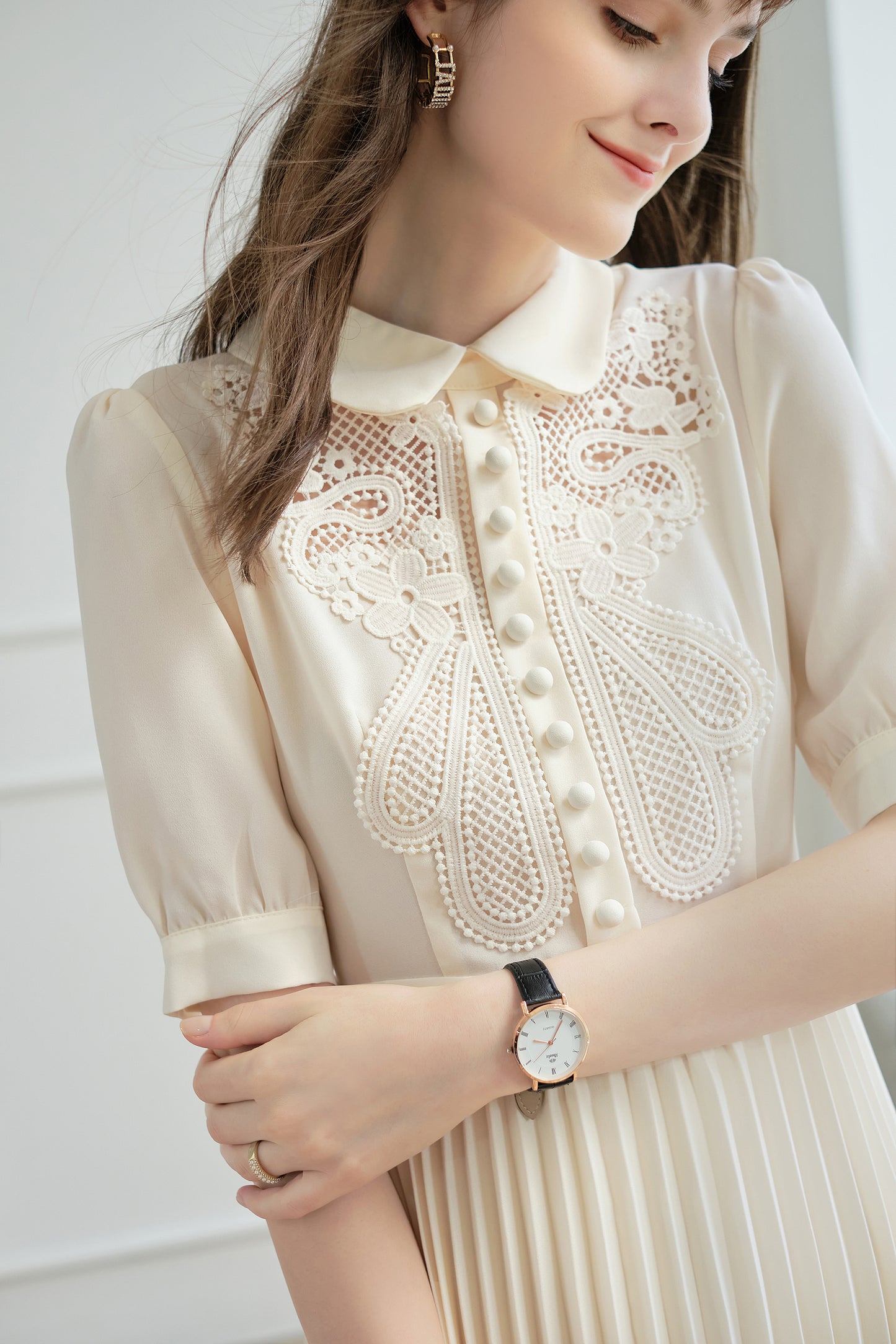 Orla floral applique pleated dress