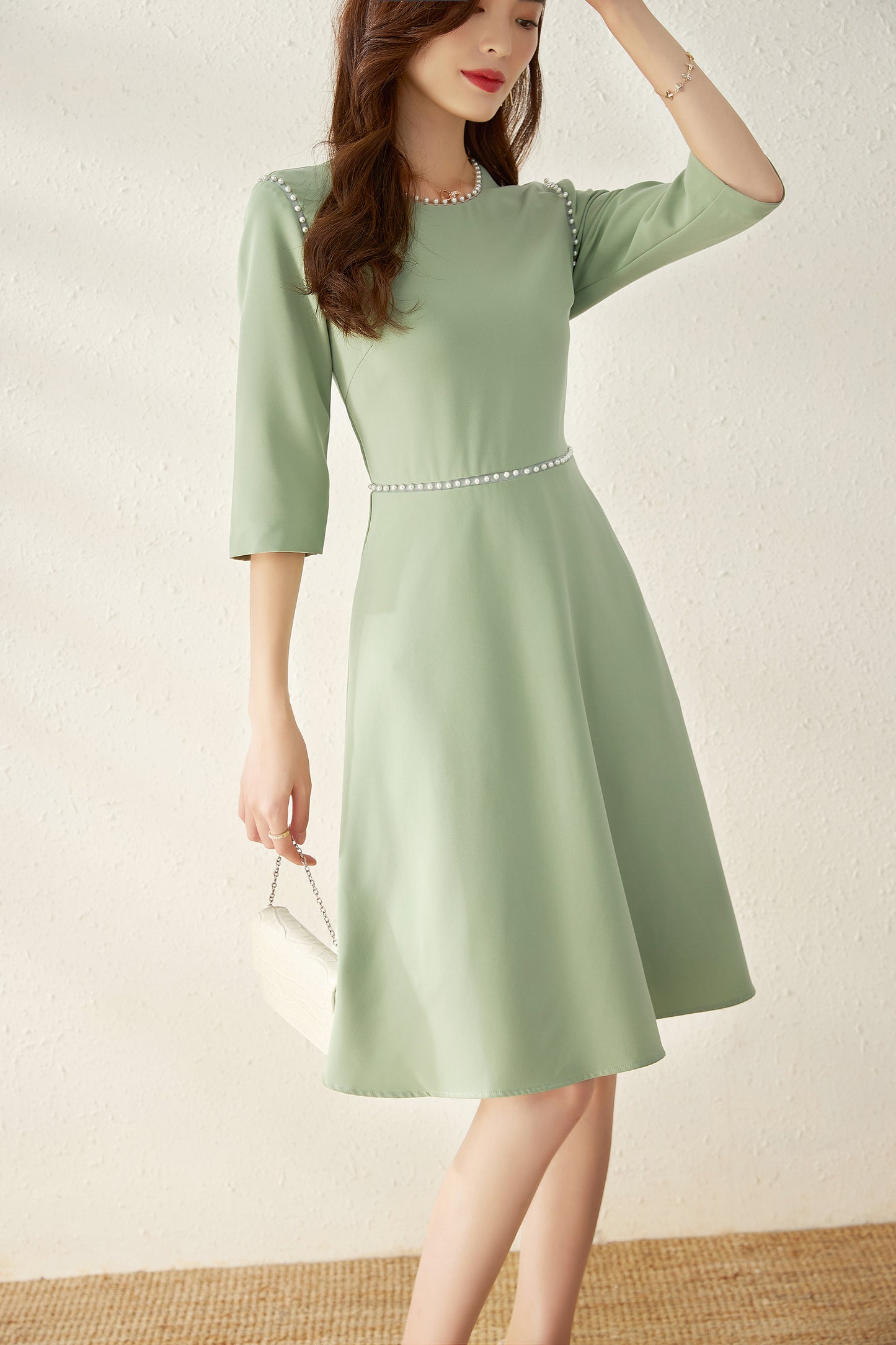 Nusa pearl laced hemp dress