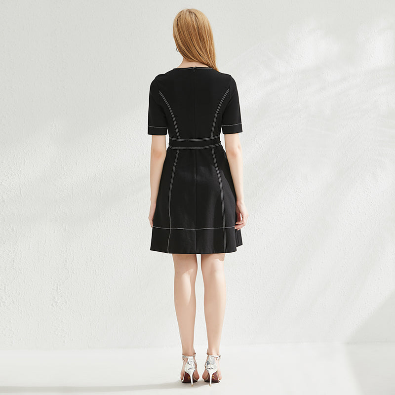 Nuria cotton A-line dress with detachable waist belt